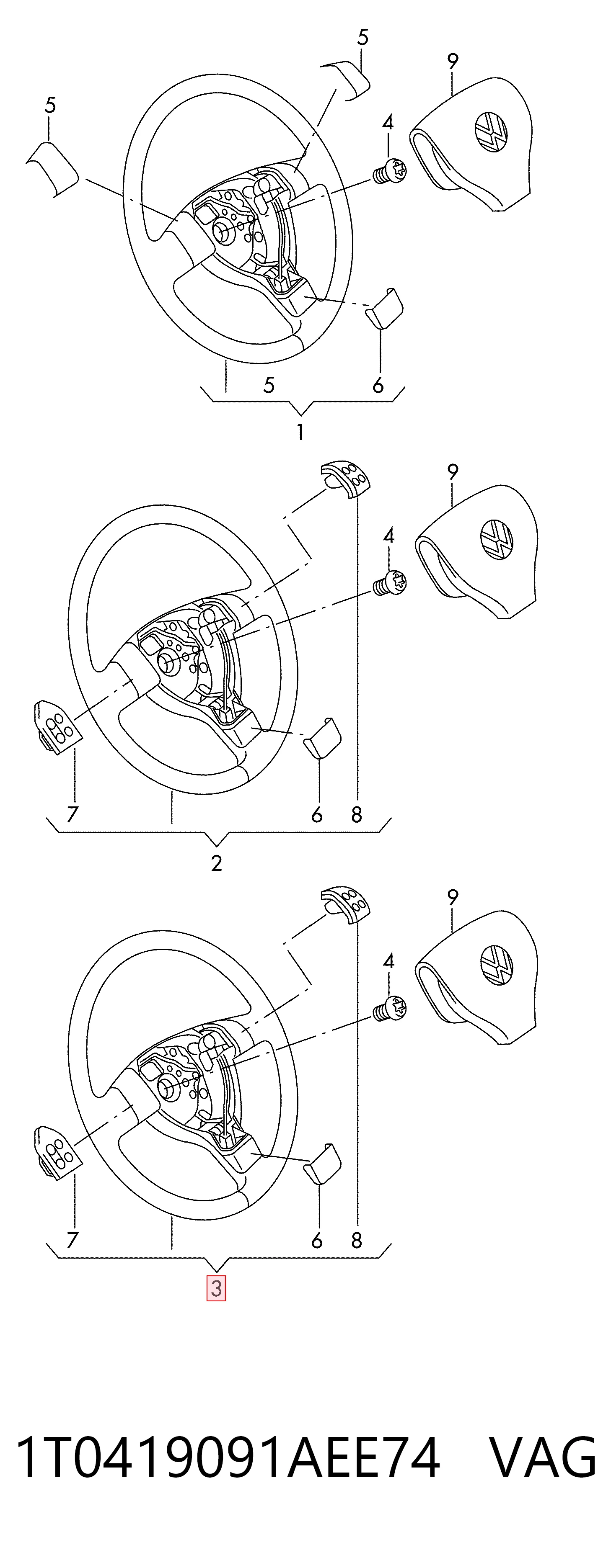 Рульове колесо Volkswagen Touran II мінівен (1T3) (2010 - 2015) ціна, від 42.44 USD