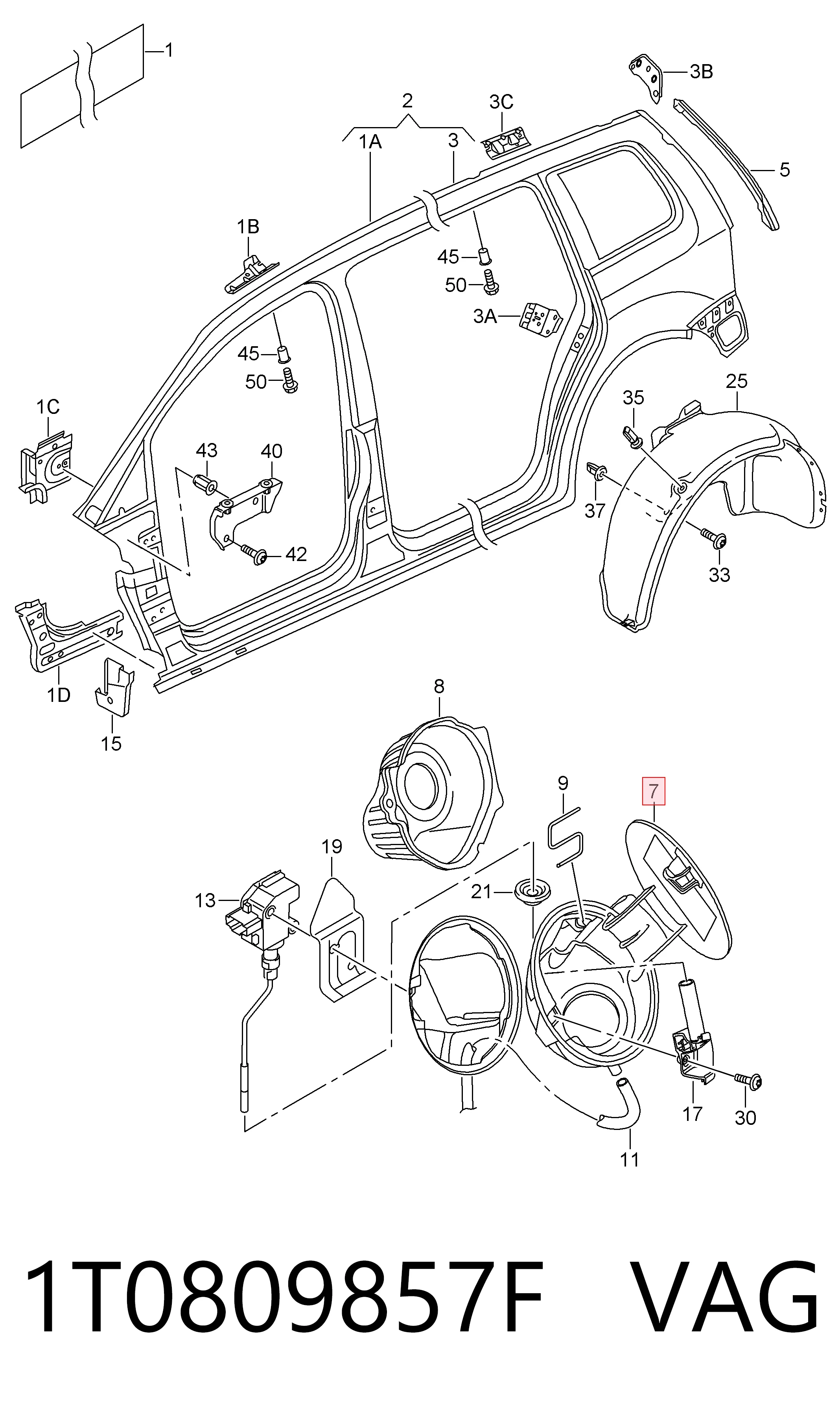 Люк б/бака Volkswagen Touran I мінівен (1T1, 1T2) (2003 - 2010) ціна, від 31.67 USD