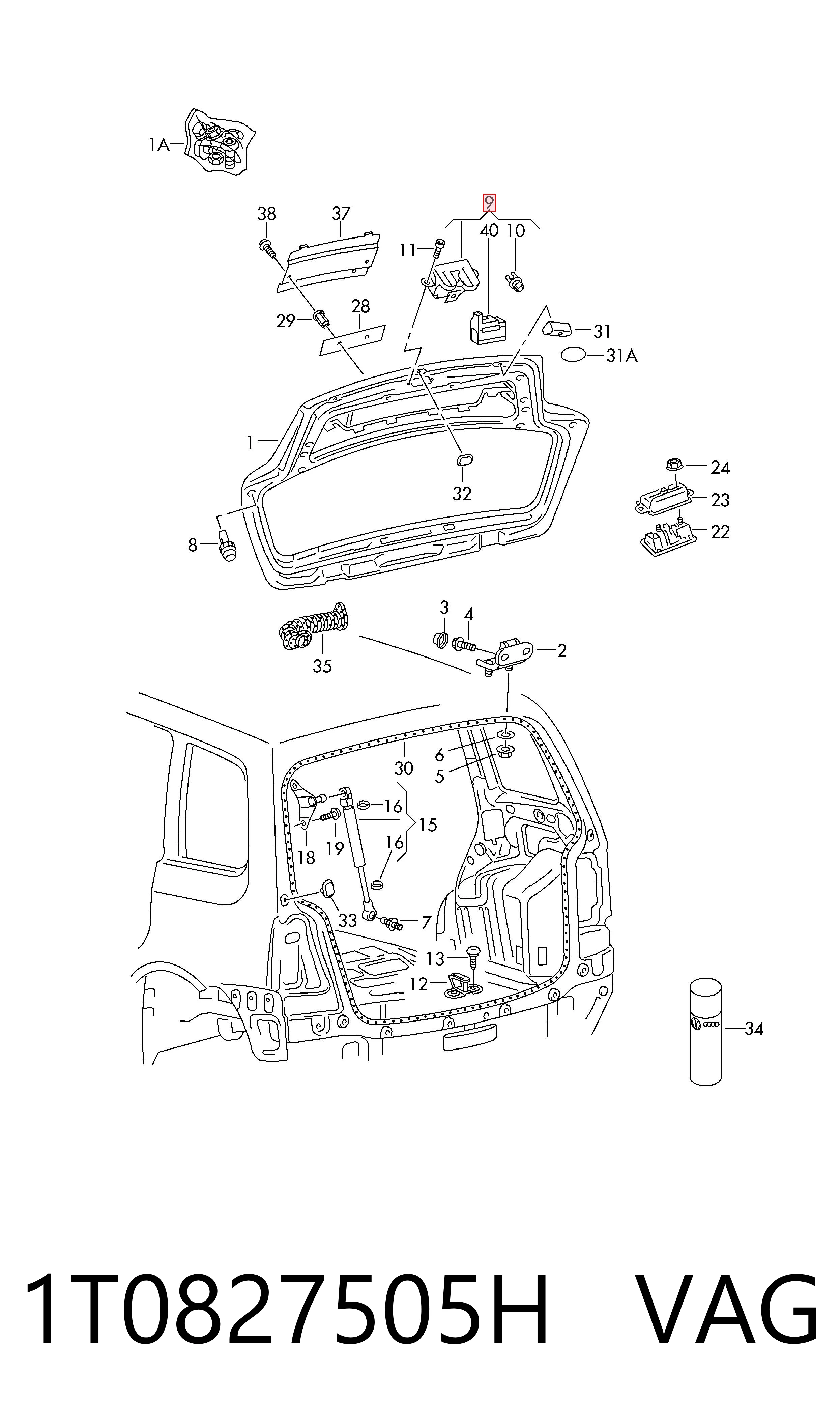 Замок п'ятих дверей на Volkswagen Touran II 1T3
