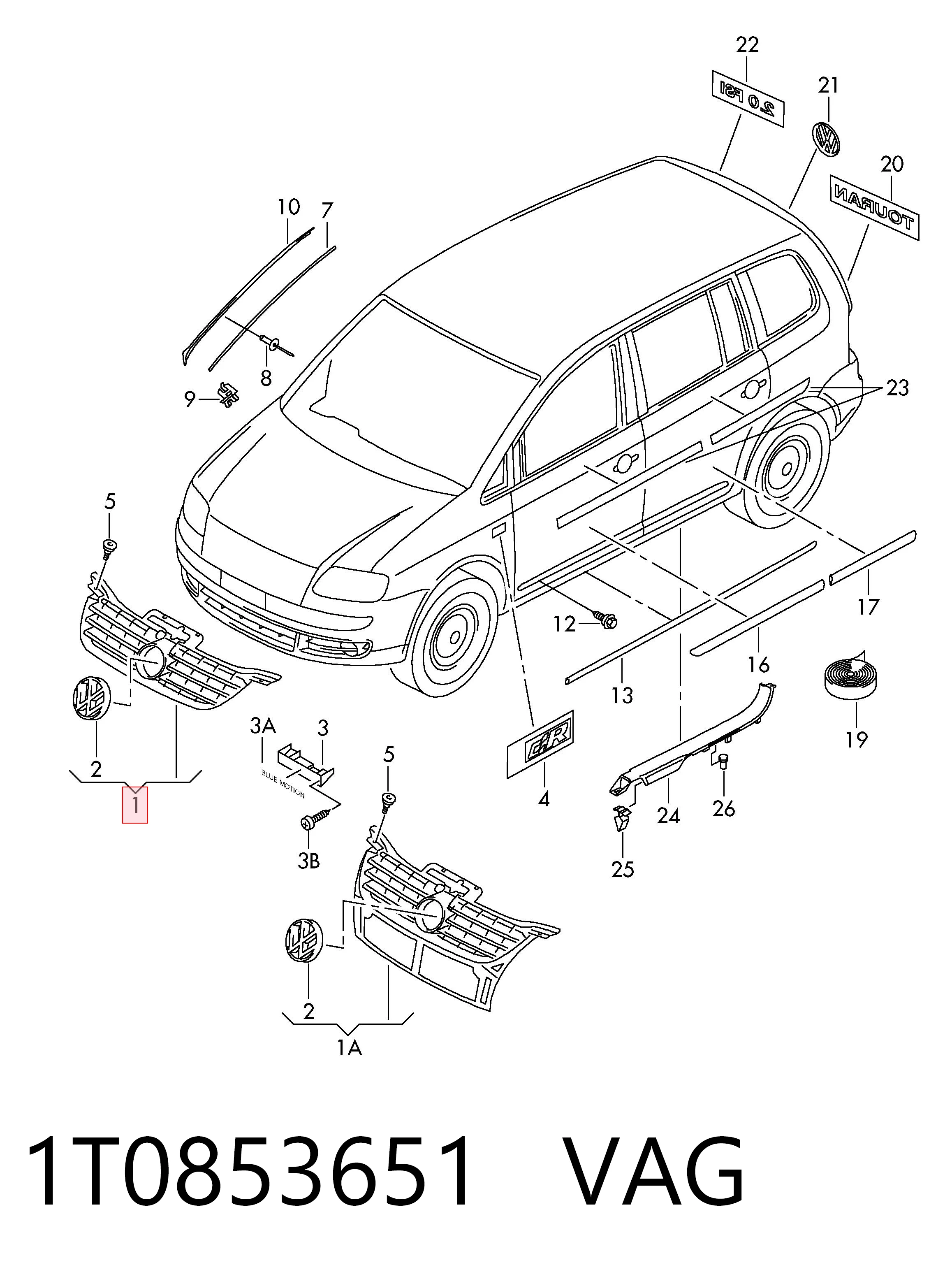  Решітка радіатора Volkswagen Touran 1