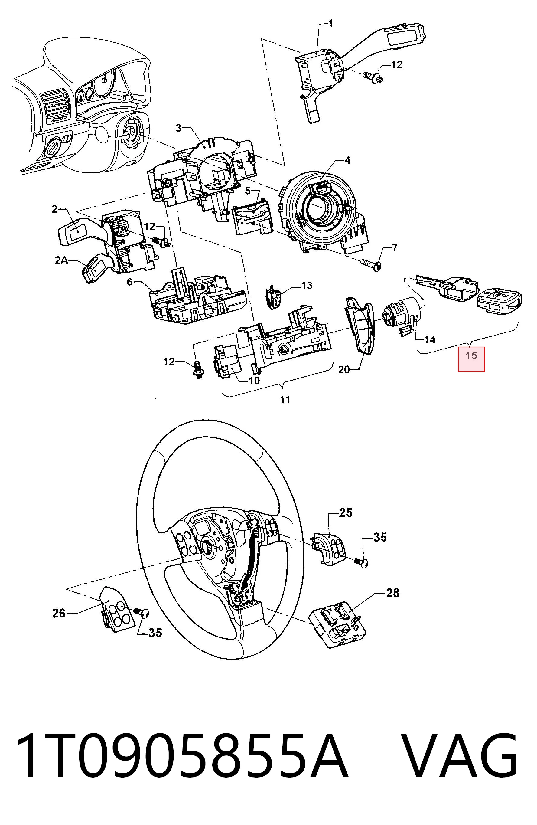 Купити Личинка замка запалювання Volkswagen Touran I 1T1, 1T2