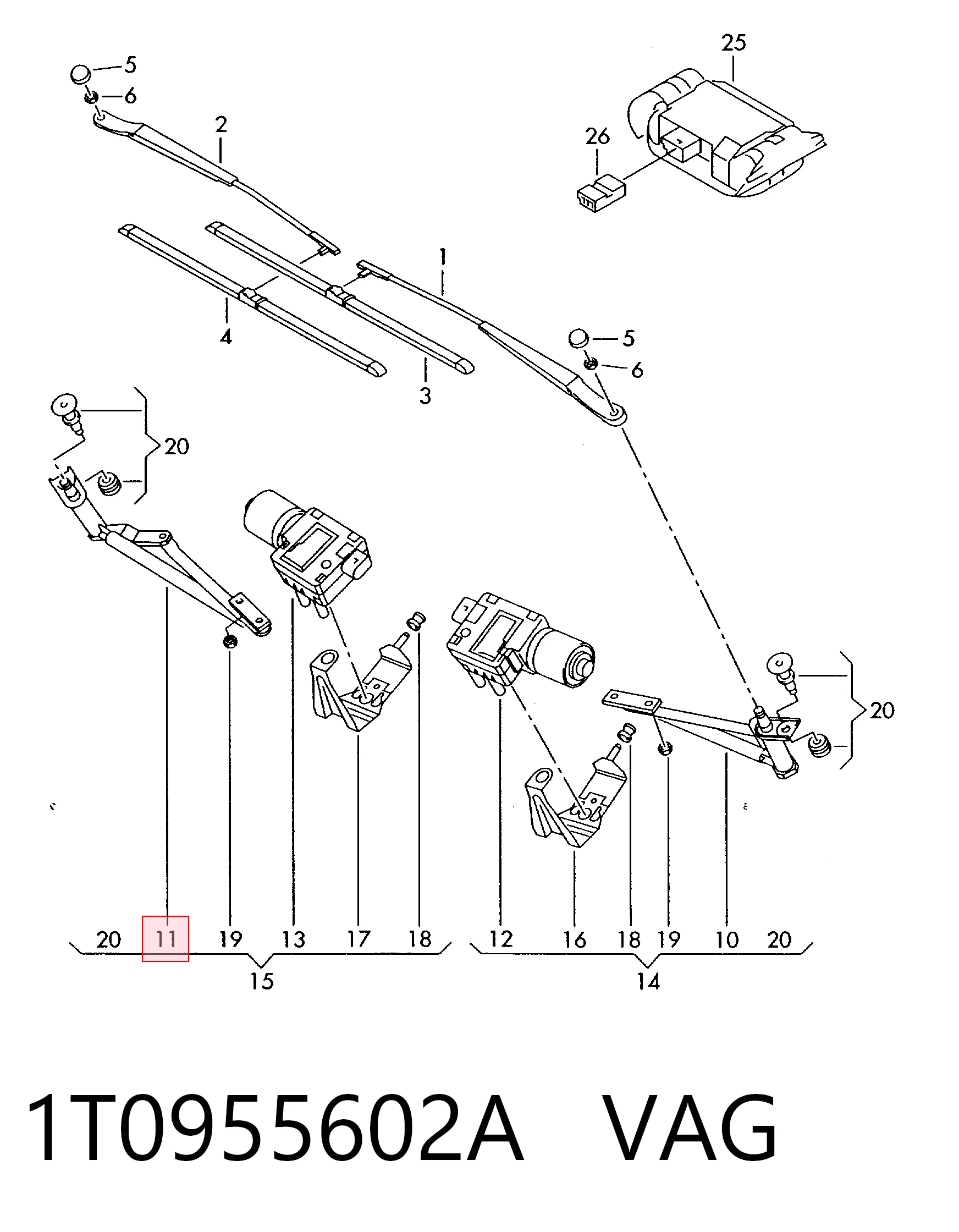 1T0955602A VAG Трапеція склоочисника права