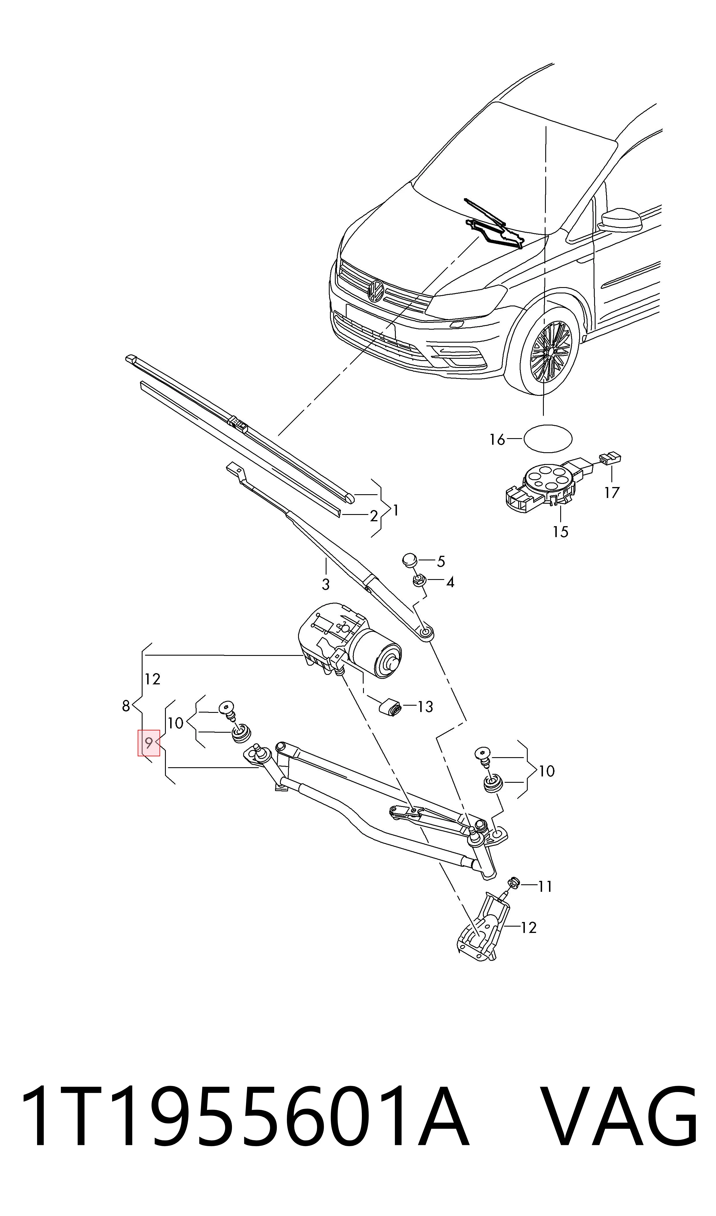 1T1955601A VAG Трапеція склоочисника