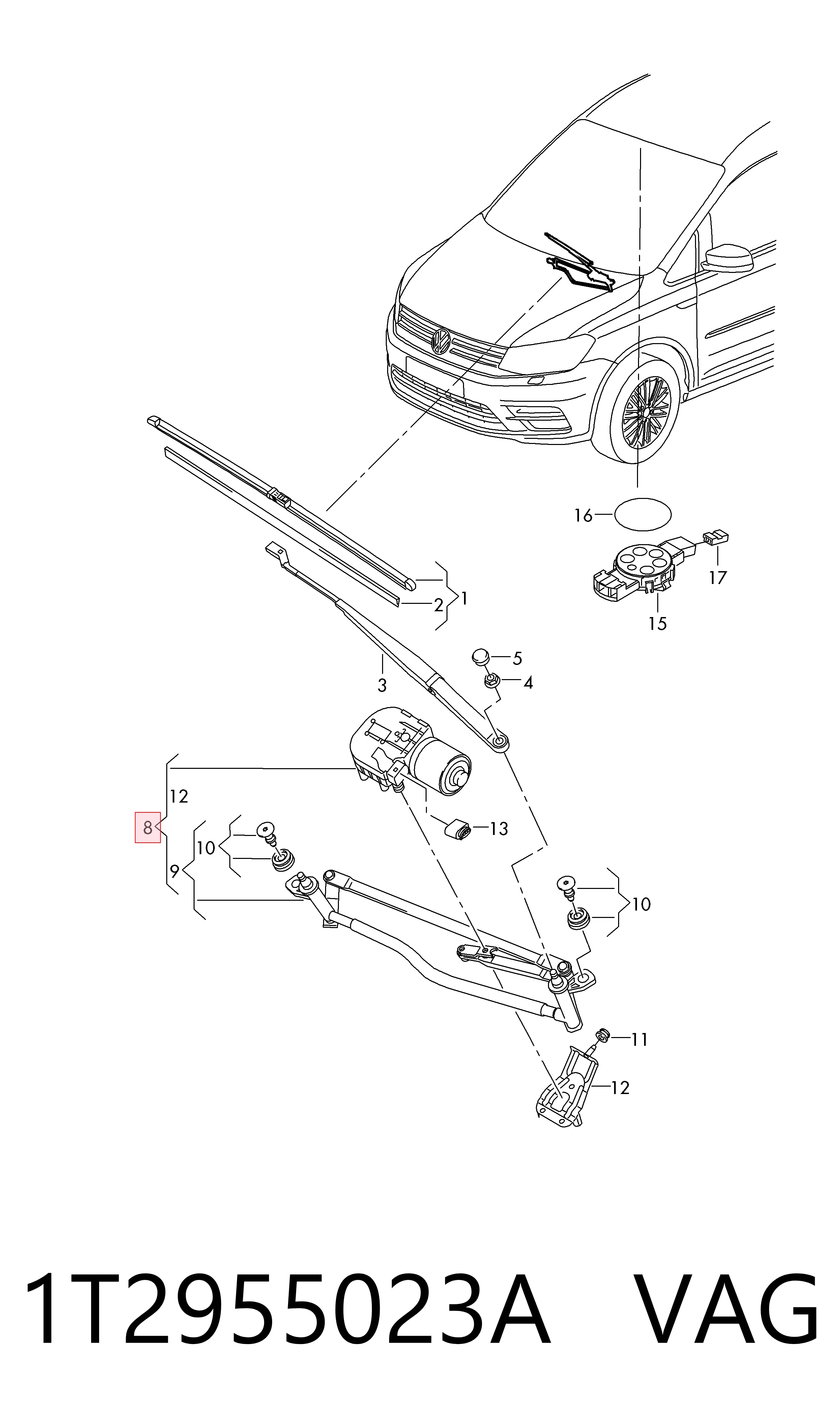 1T2955023A VAG Трапеція склоочисника