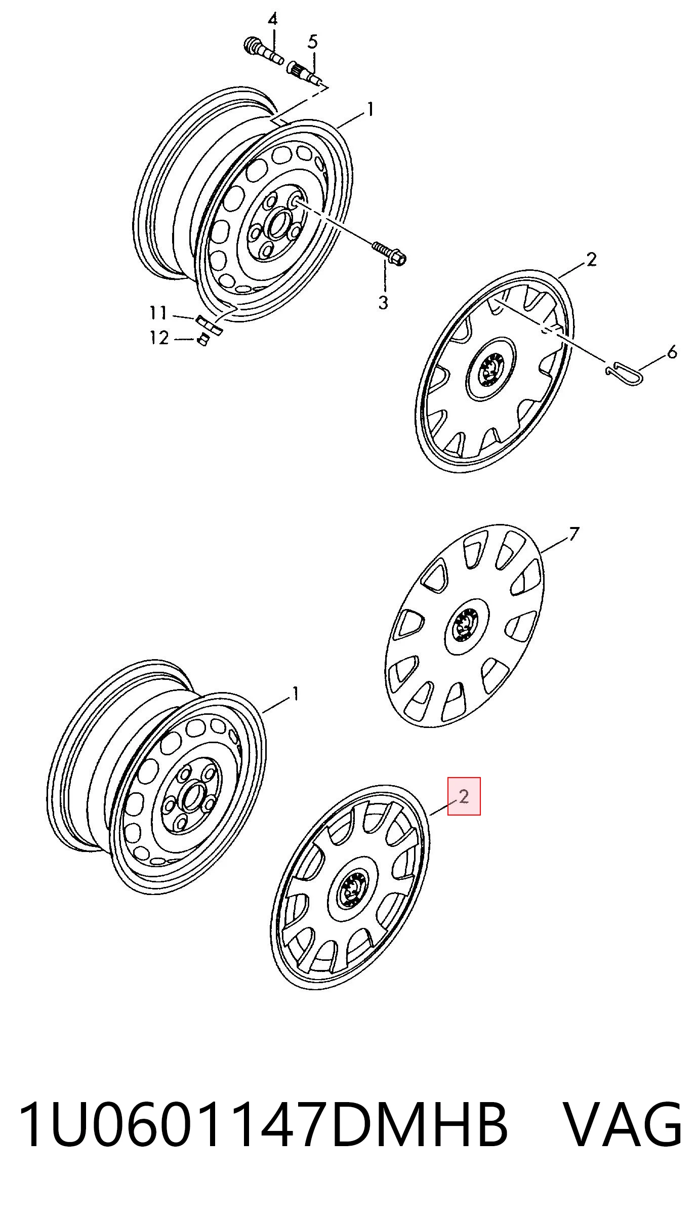 1U0601147DMHB VAG Ковпаки на колеса