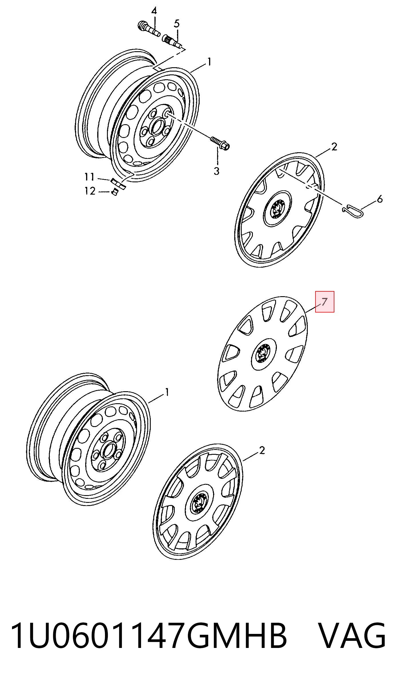 1U0601147GMHB VAG Ковпаки на колеса