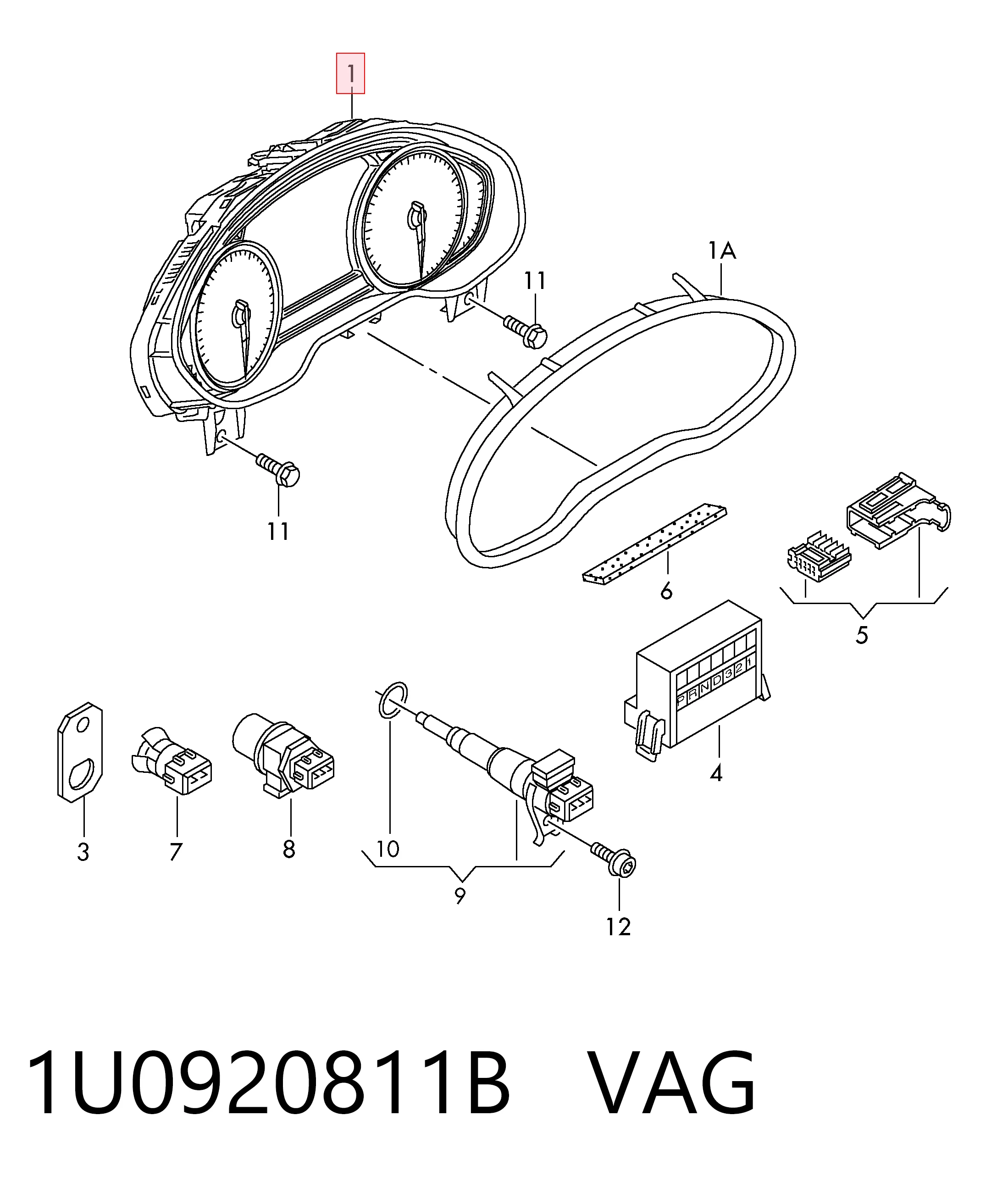 1U0920811B VAG Щиток приладів додатковий
