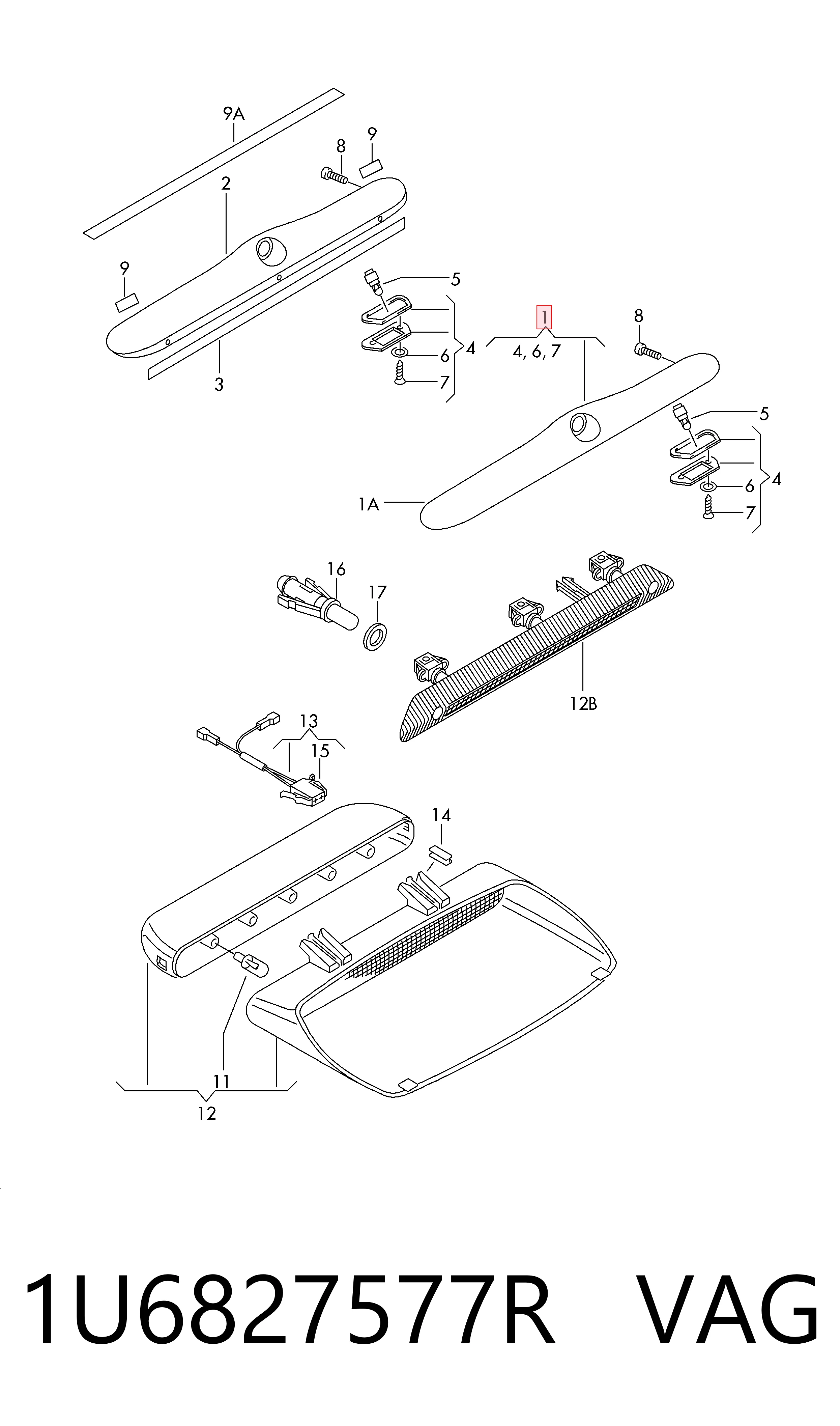 1U6827577R VAG Молдинг кришки багажника