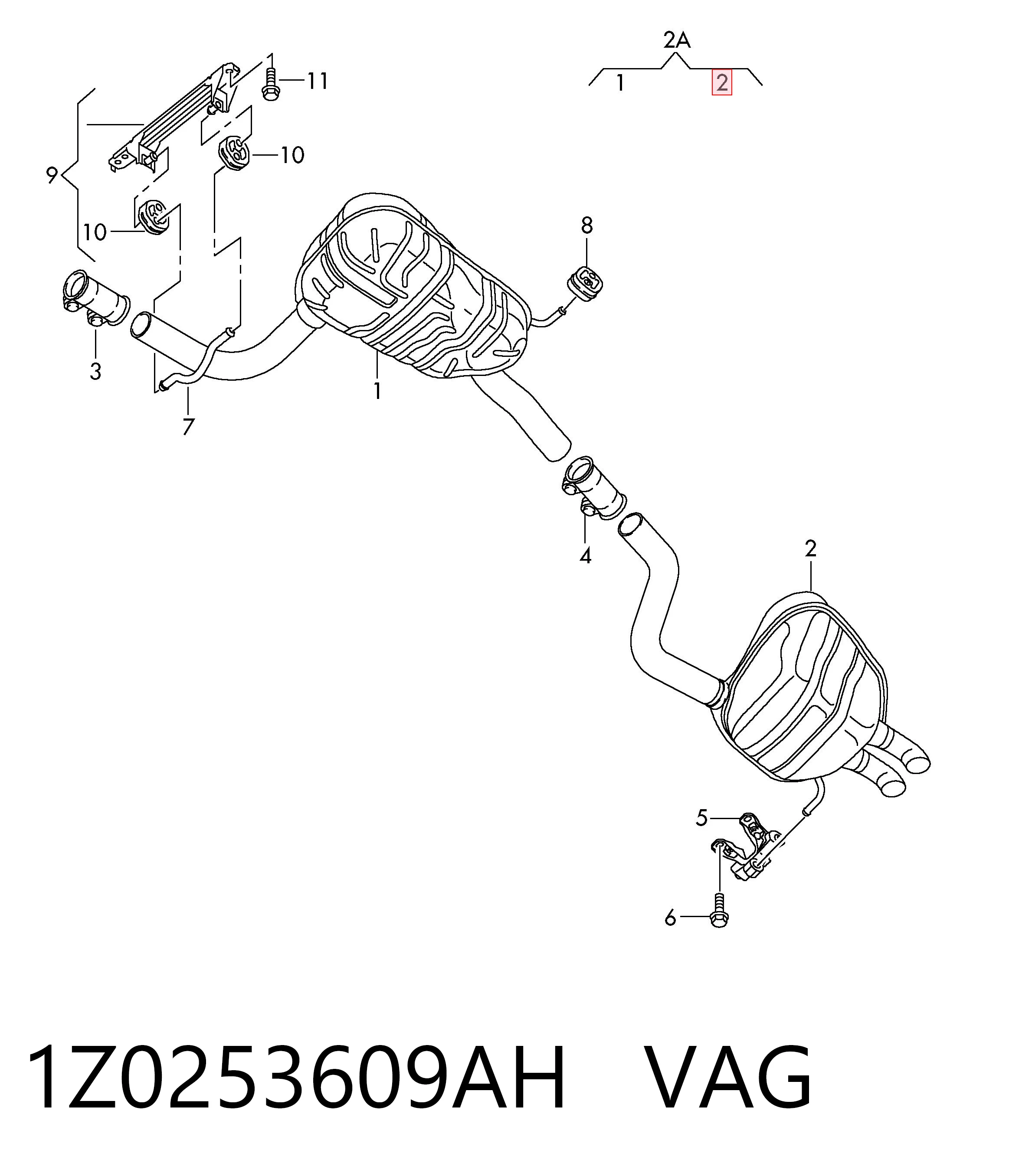 1Z0253609AH VAG Глушник, задня частина