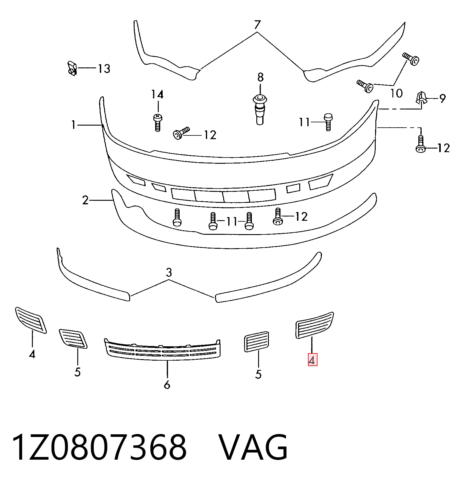 1Z0807368 VAG Заглушка протитуманки передньої правої