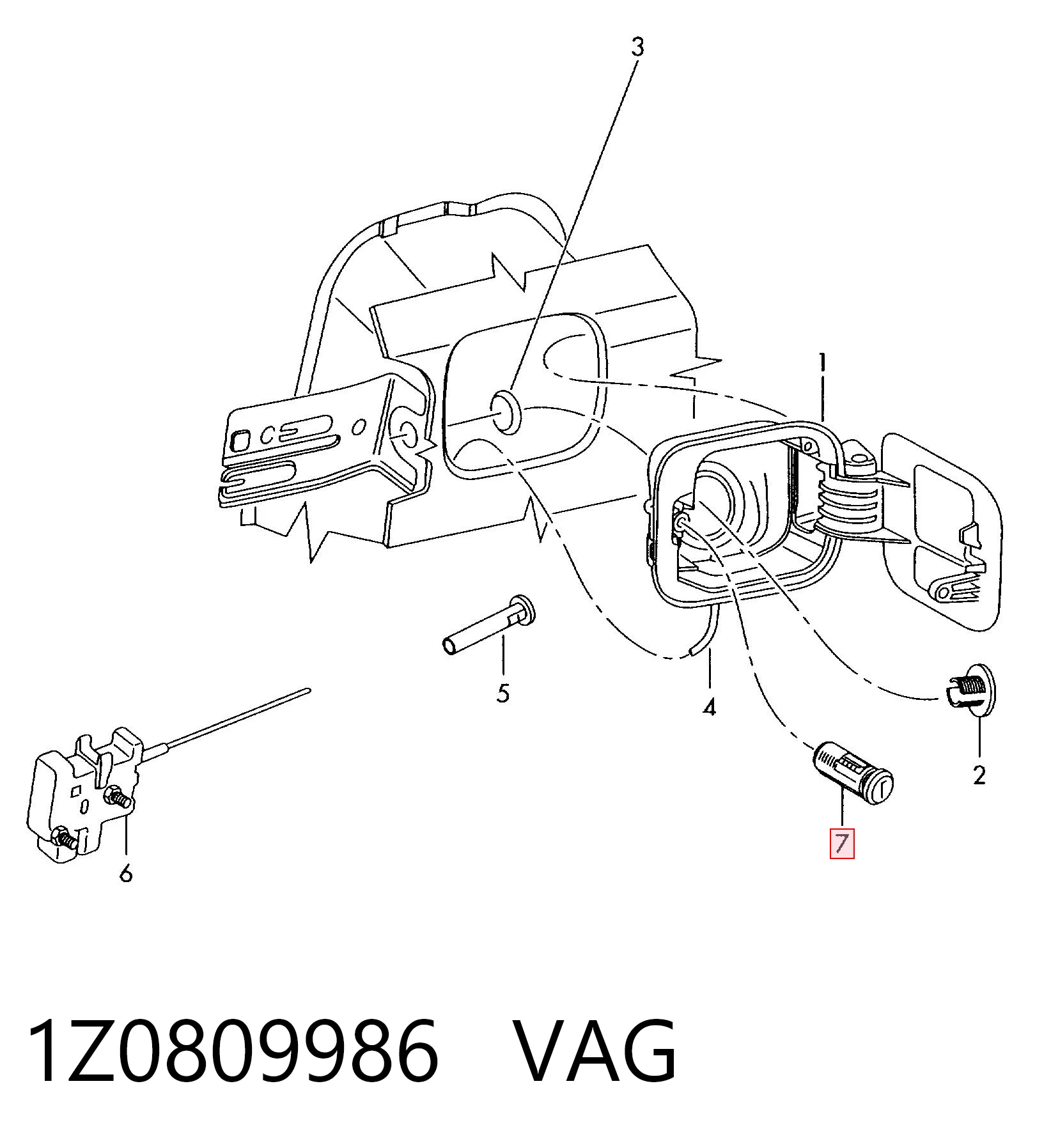 1Z0809986 VAG Лічинка замка паливного бака