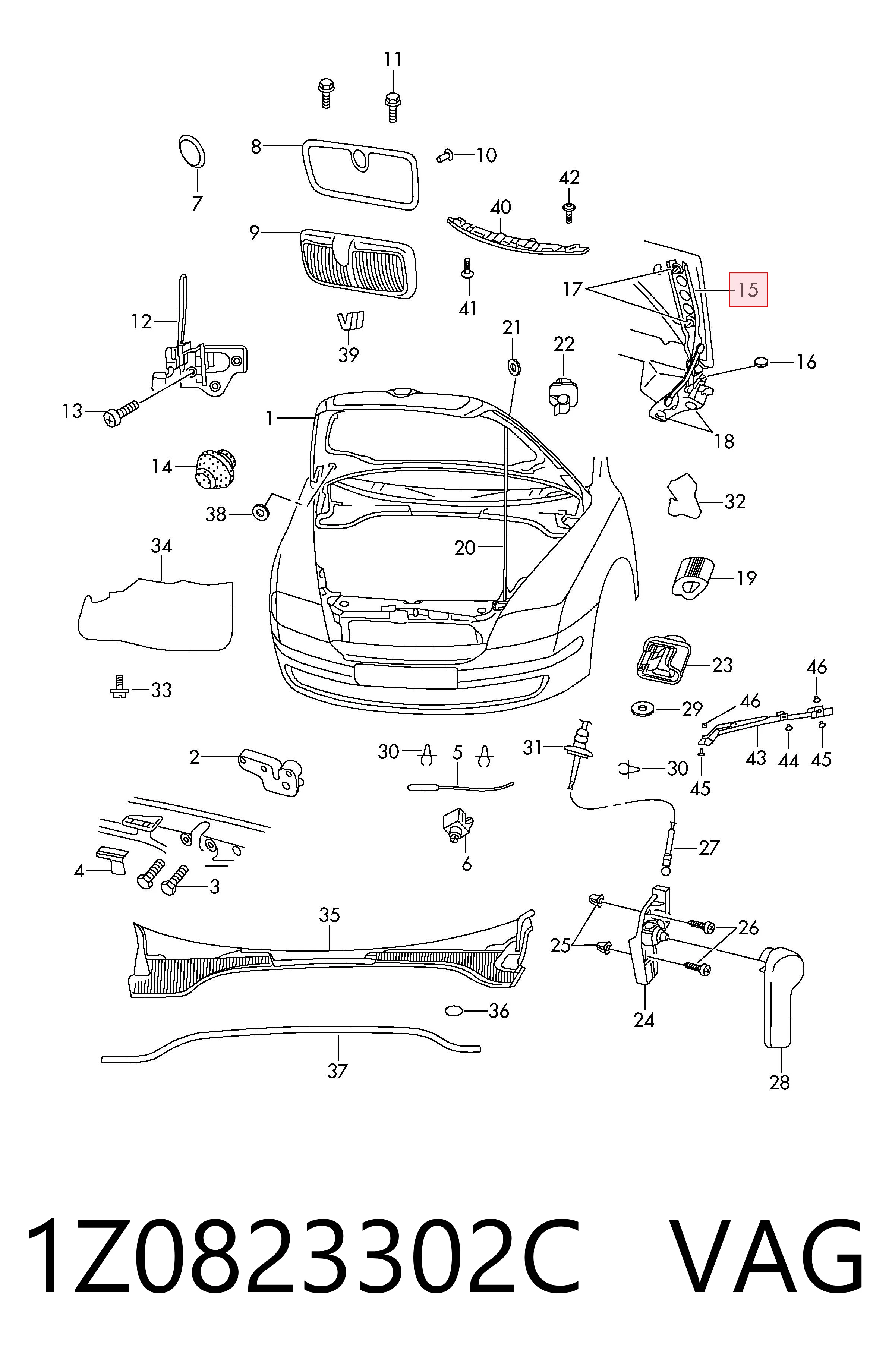 1Z0823302C VAG Завіс капота, правий