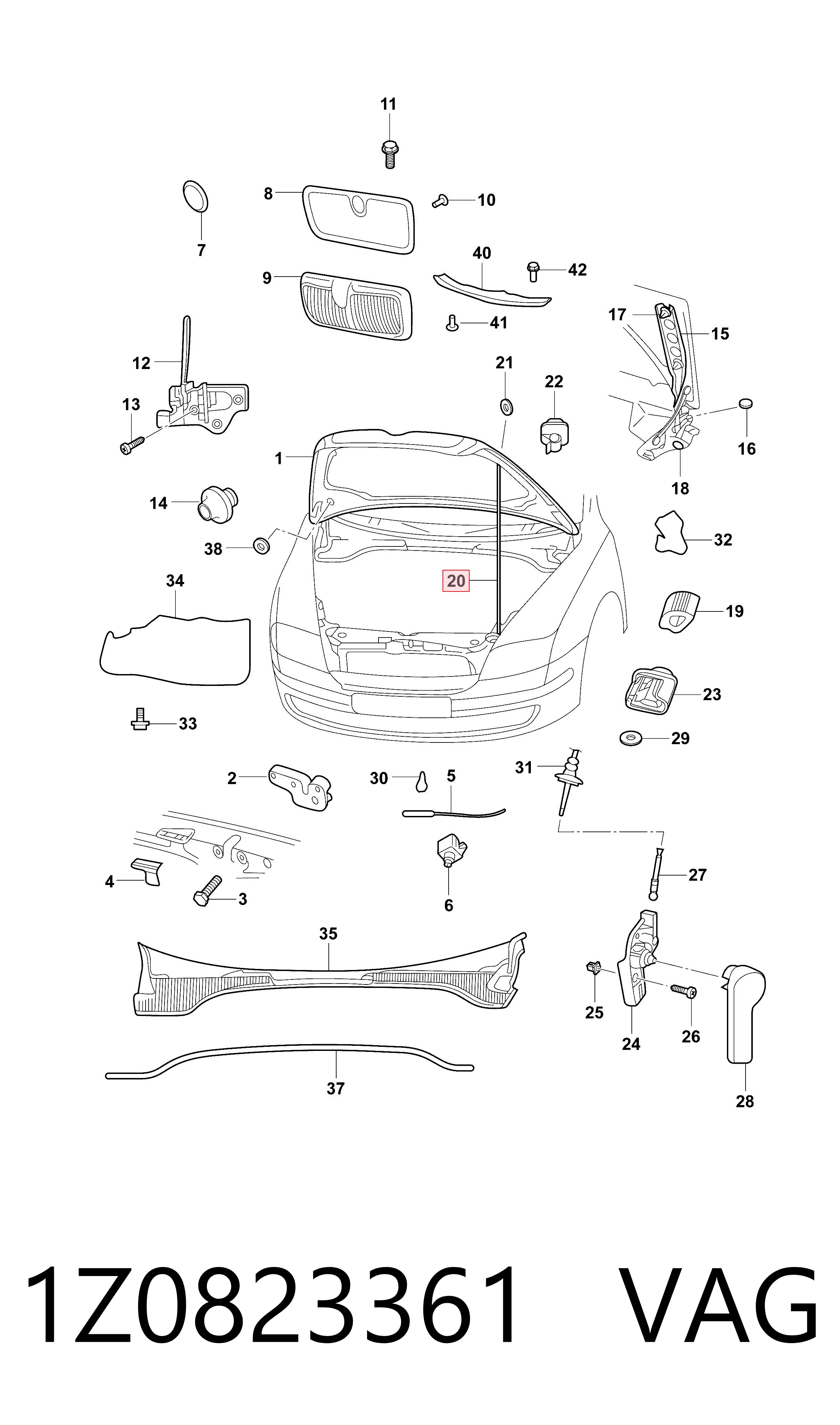 1Z0823361 VAG Упор капоту