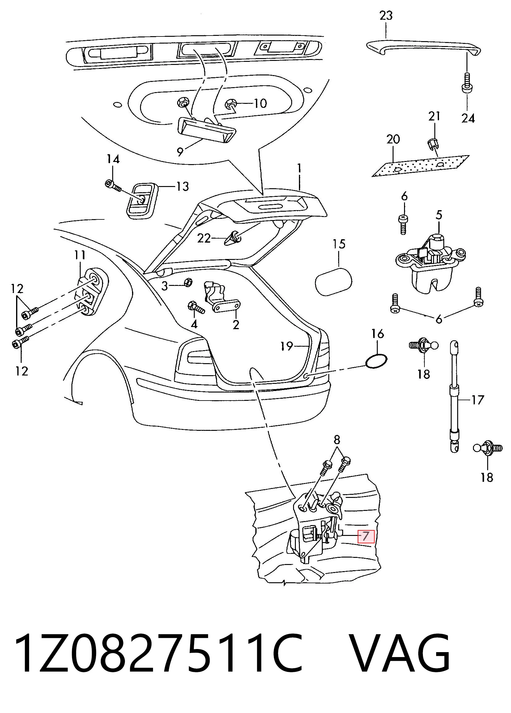 1Z0827511C VAG Петля замка кришки багажника