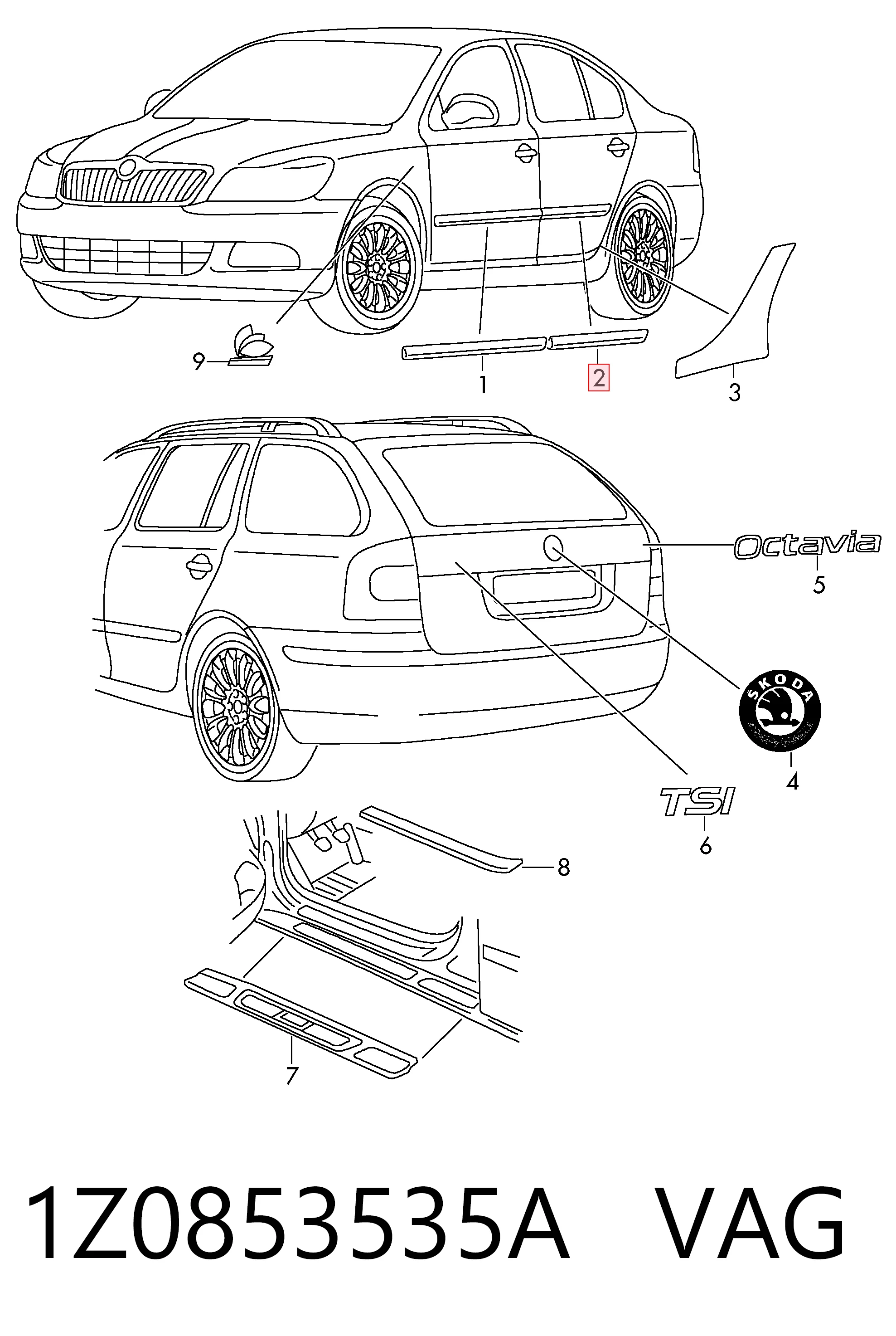 1Z0853535A VAG Накладка задніх дверей