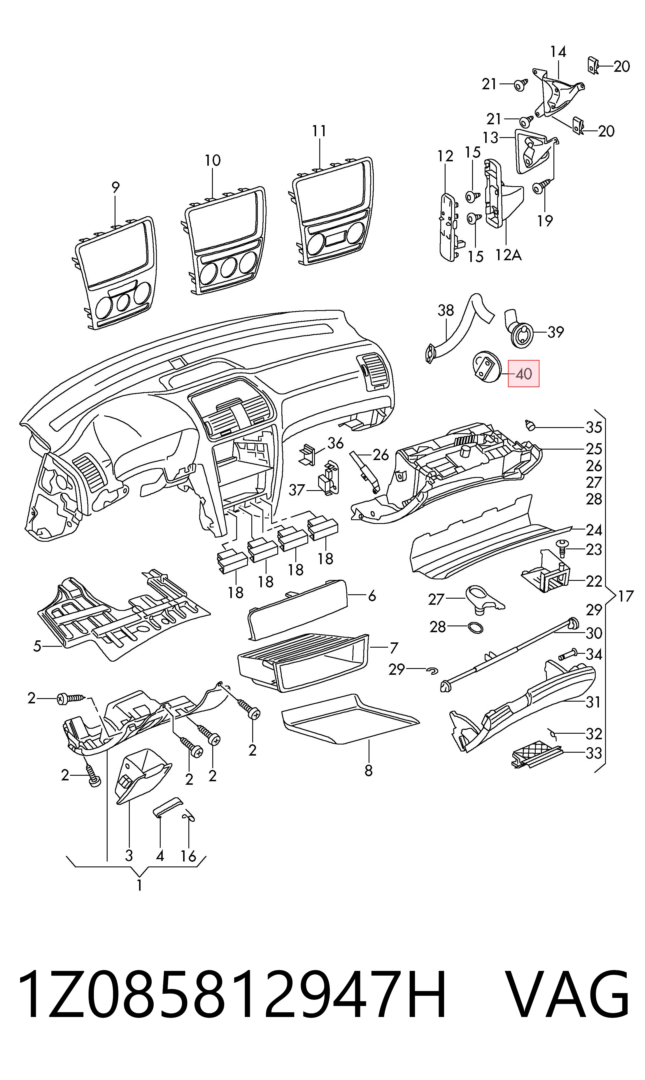  VAG 1Z085812947H ціна, від 2.53 USD