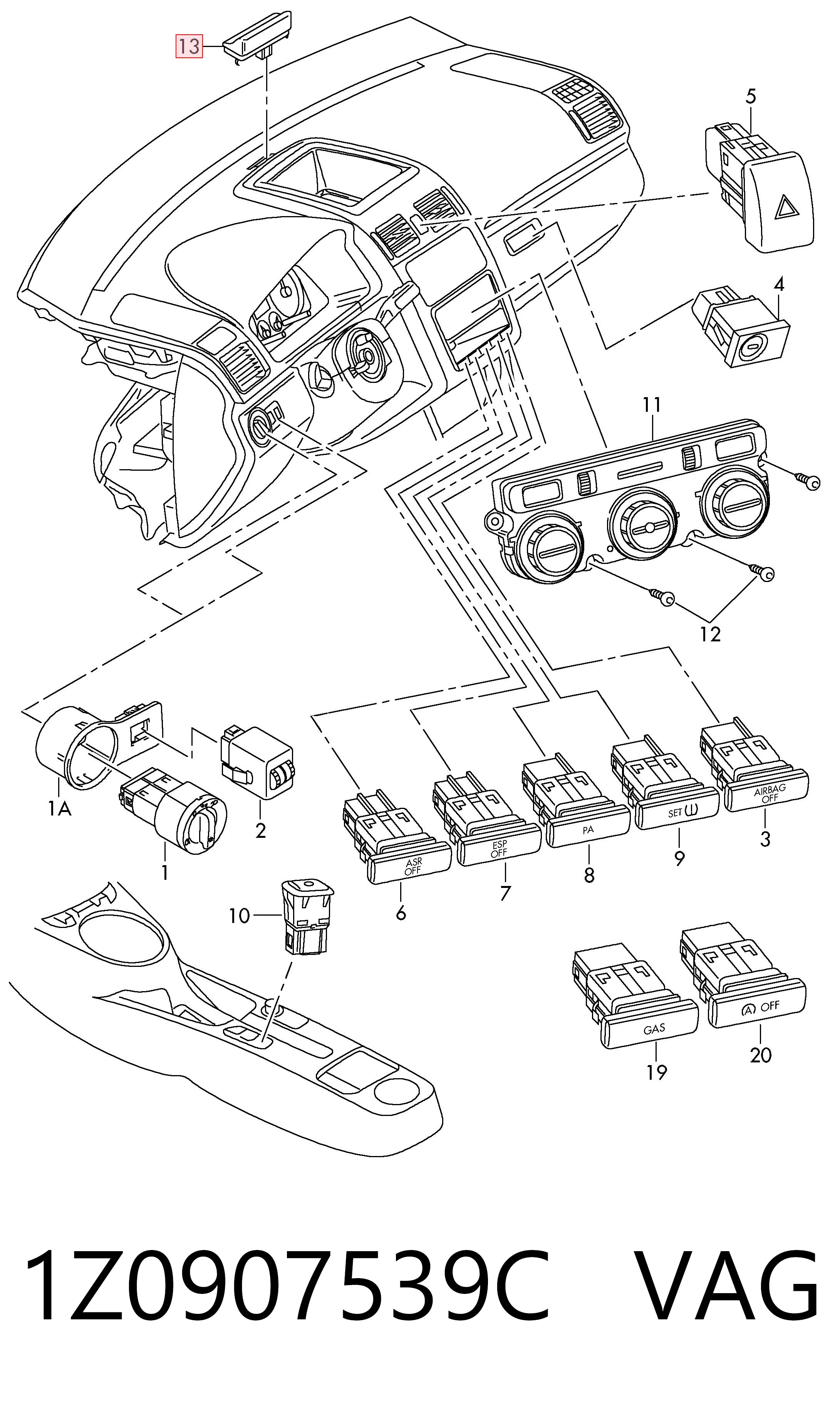 1Z0907539C VAG Датчик освітлення