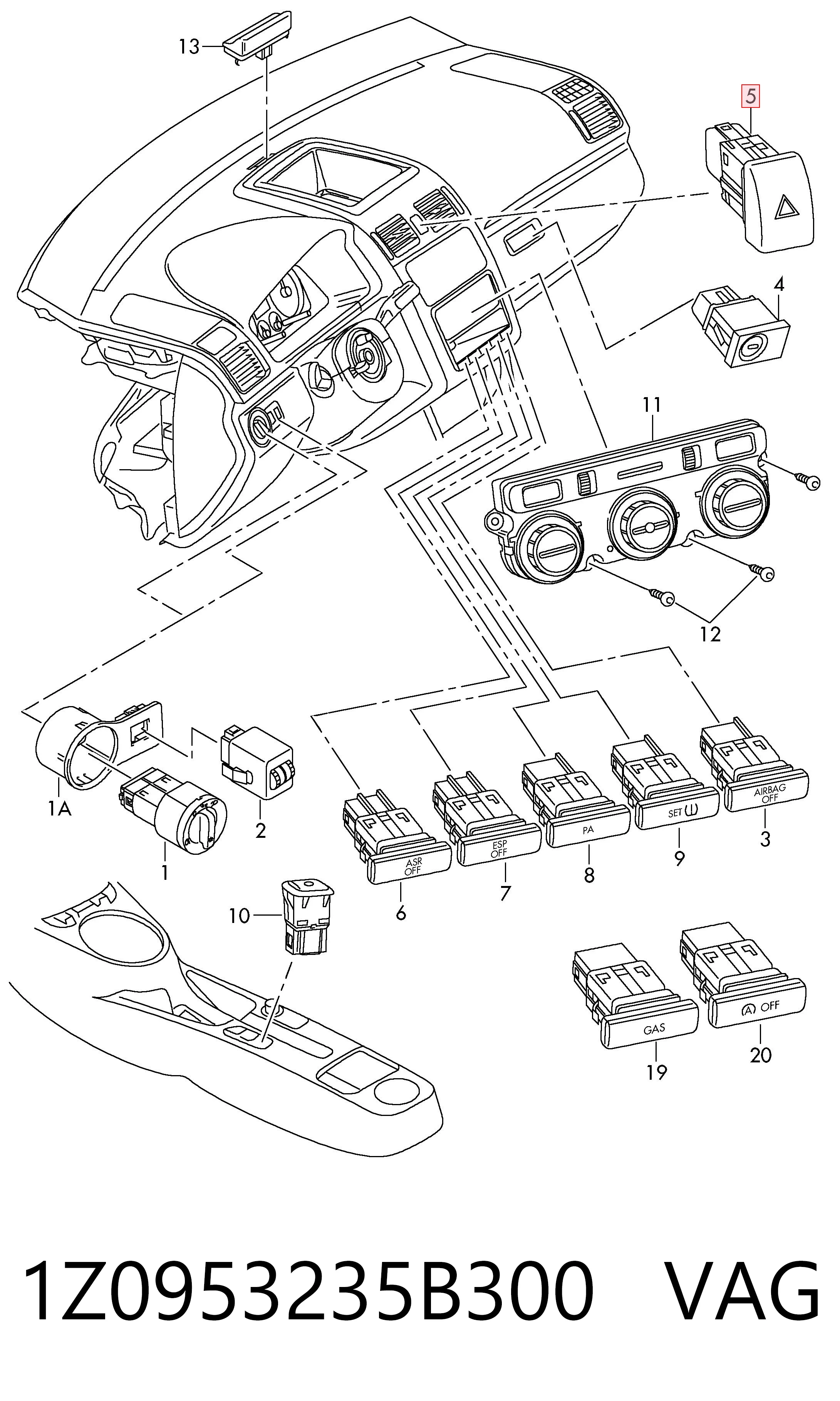 1Z0953235B300 VAG Аварійна кнопка