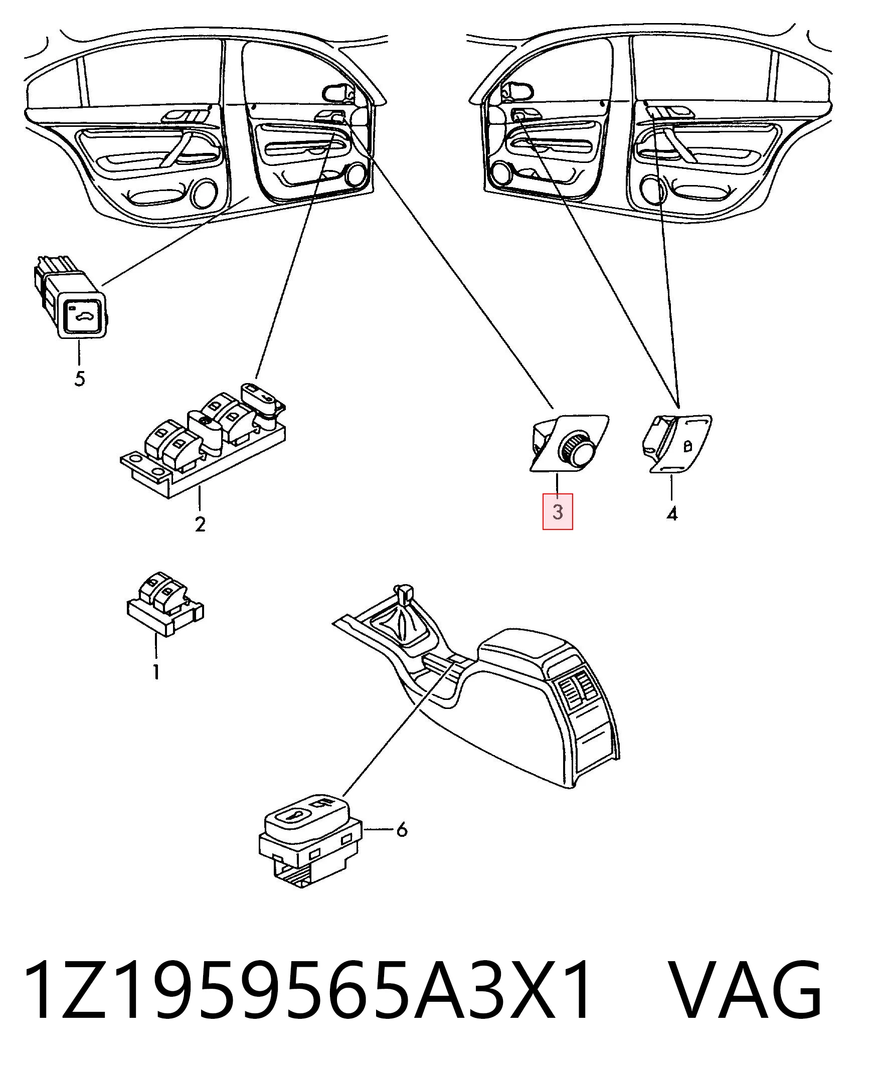 1Z1959565A3X1 VAG Регулятор дзеркал