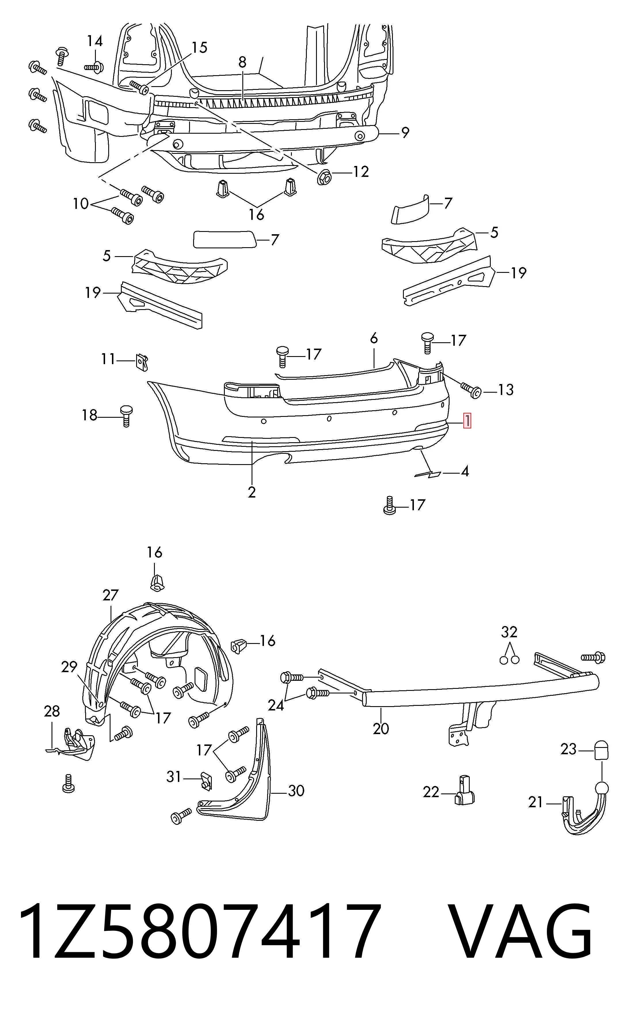 Кожух бампера заднього Polcar 6923962 ціна, від 53.82 USD
