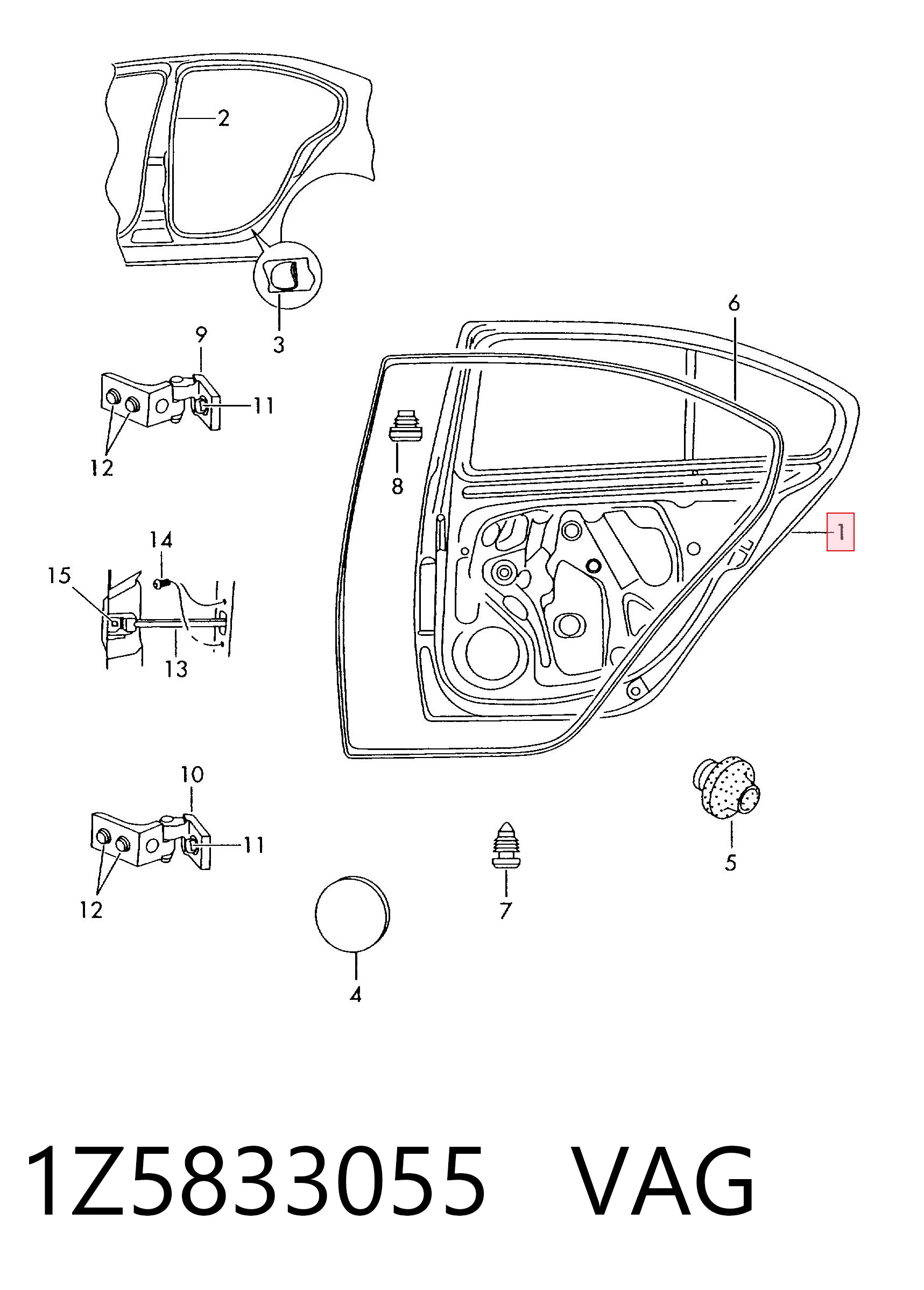 Двері задні, ліві Skoda Octavia II A5 ліфтбек (1Z3) (2004 - 2013) ціна, від 112.76 USD