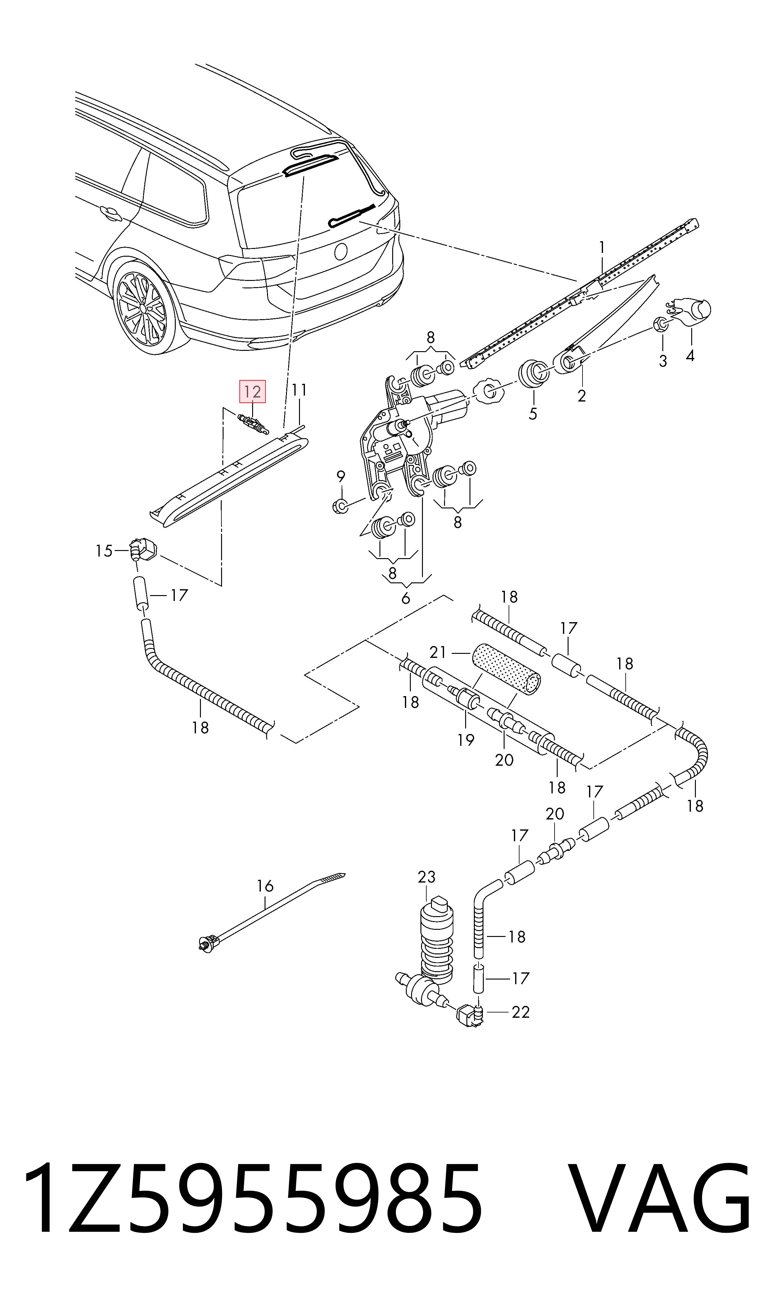 1Z5955985 VAG Омивач скла дверей задка