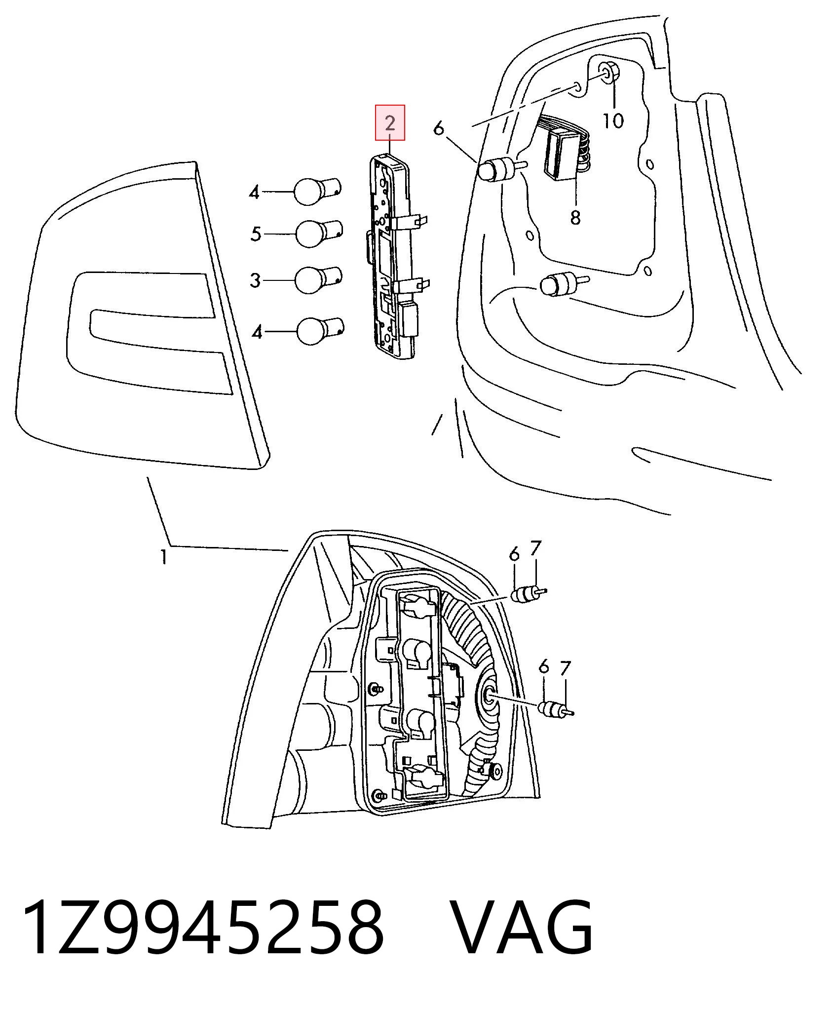1Z9945258 VAG Плата заднього ліхтаря, контактна