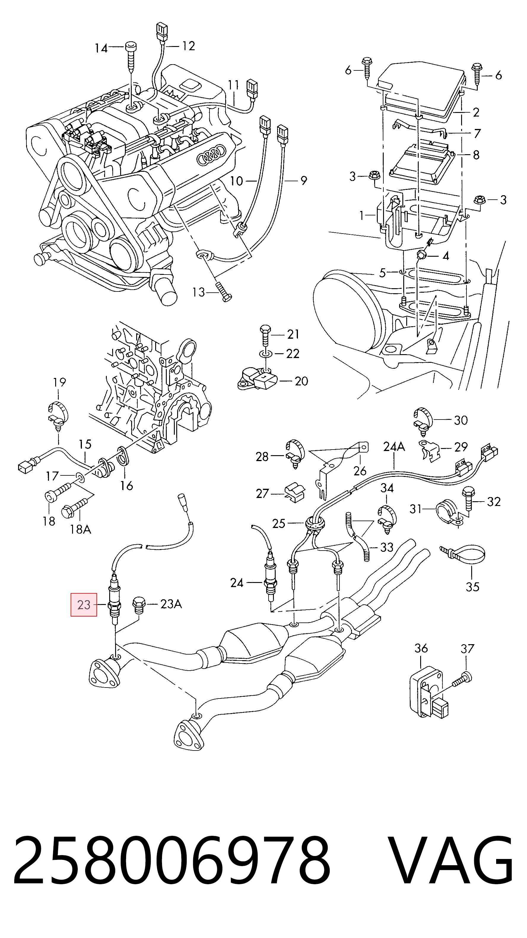 Купити 55194237 Fiat/Alfa/Lancia Лямбда-зонд, датчик кисню після каталізатора, лівий