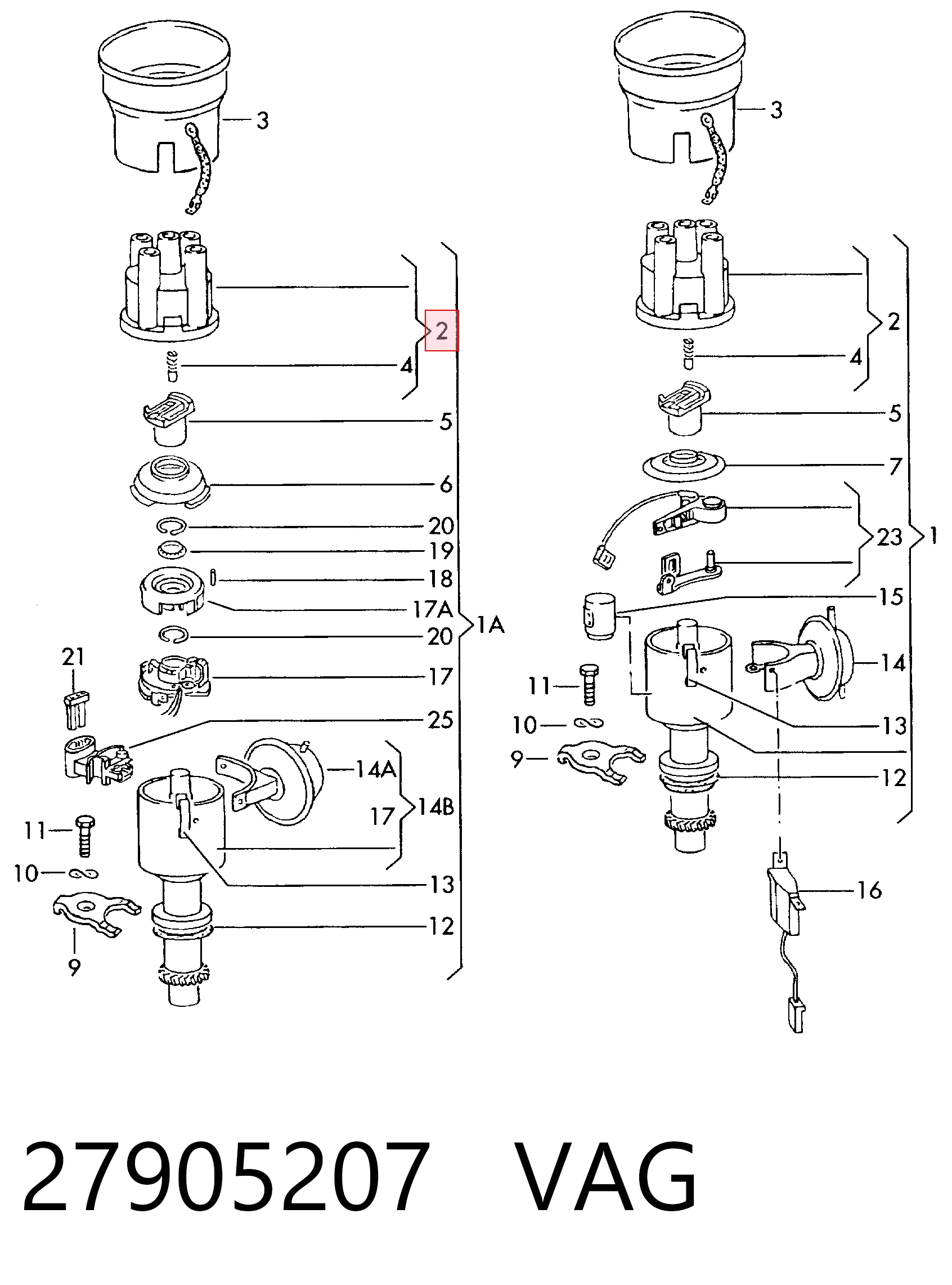 Кришка розподільника запалювання / трамблера на Audi 80 B3 89, 89Q, 8A