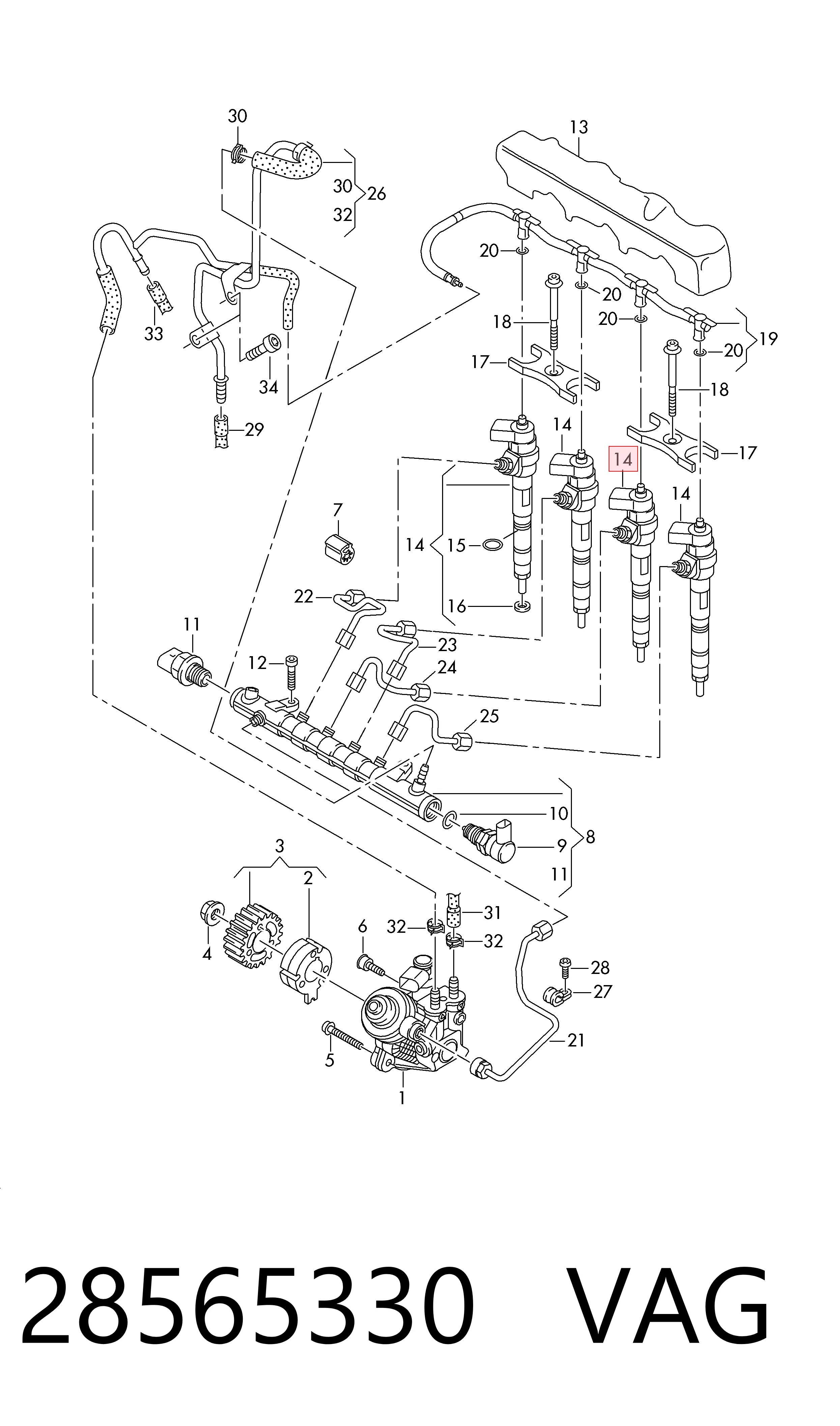 Форсунка паливна Audi A3 седан (8VS, 8VM) (2013 - 2020) ціна, від 148.24 USD