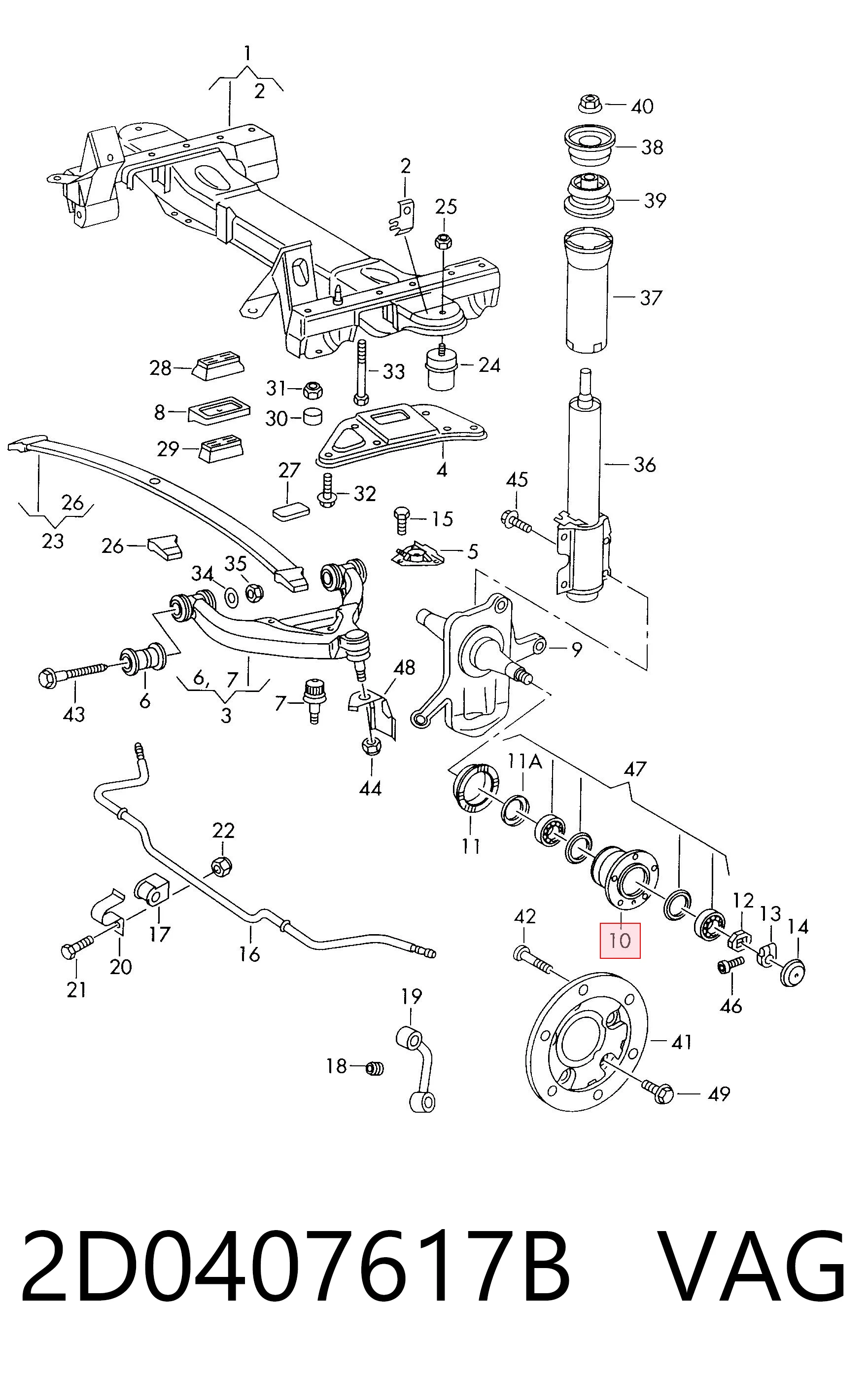 Маточина передня Volkswagen LT 2DB, 2DE, 2DK