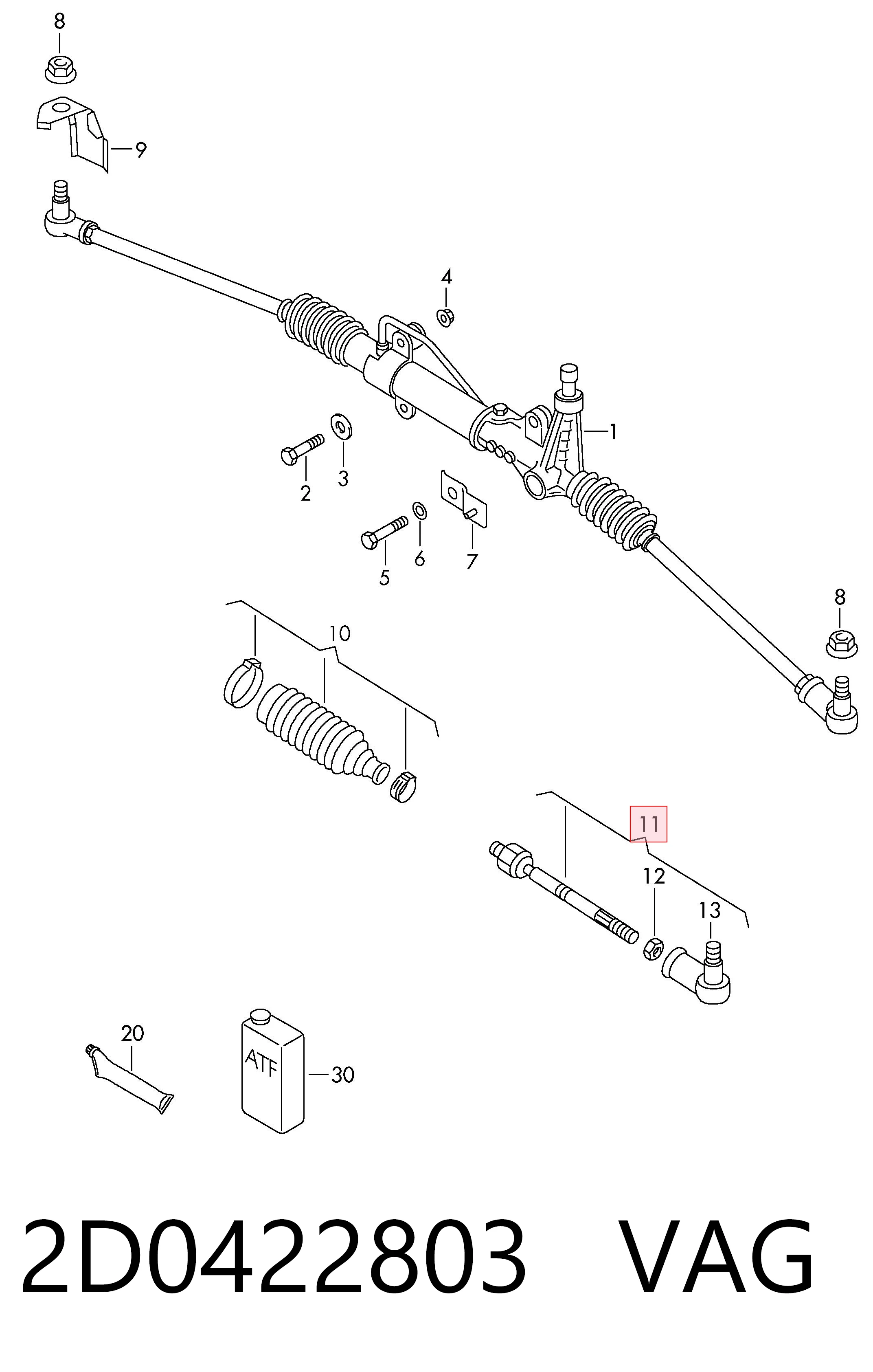 2D0422803 VAG Тяга рульова в зборі
