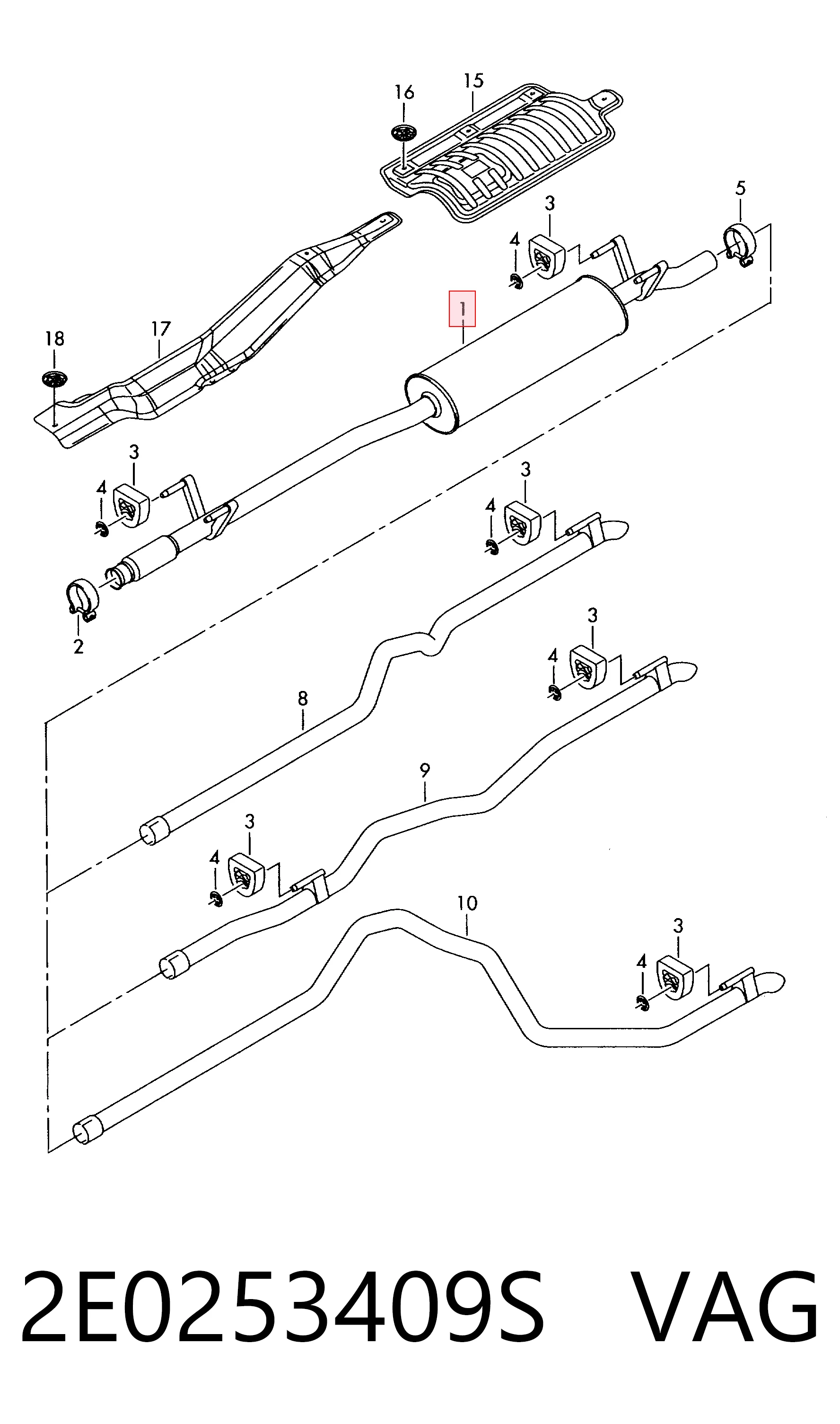2E0253409S VAG Середній глушник