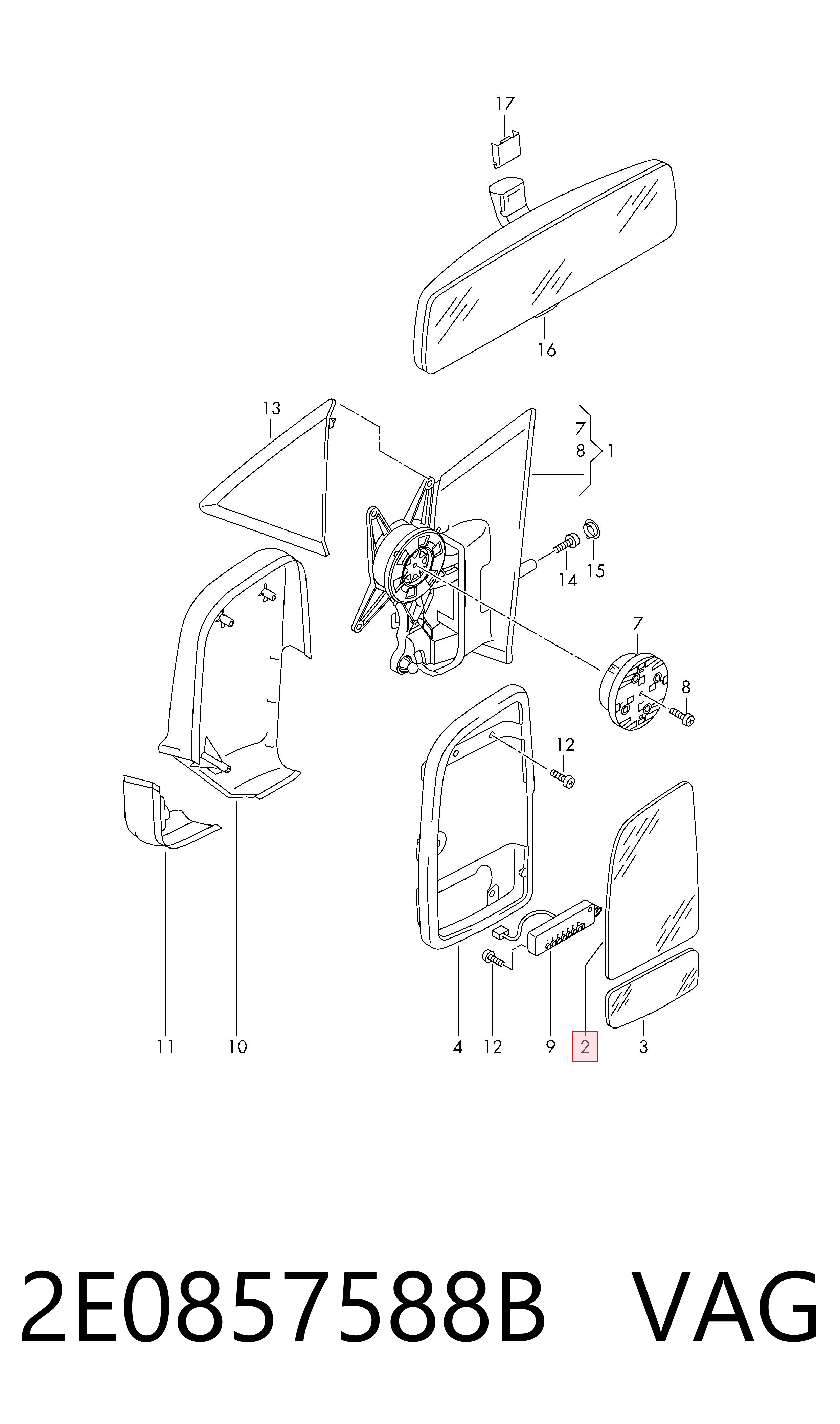 Дзеркальний елемент дзеркала заднього виду, правого Mercedes A0018111633