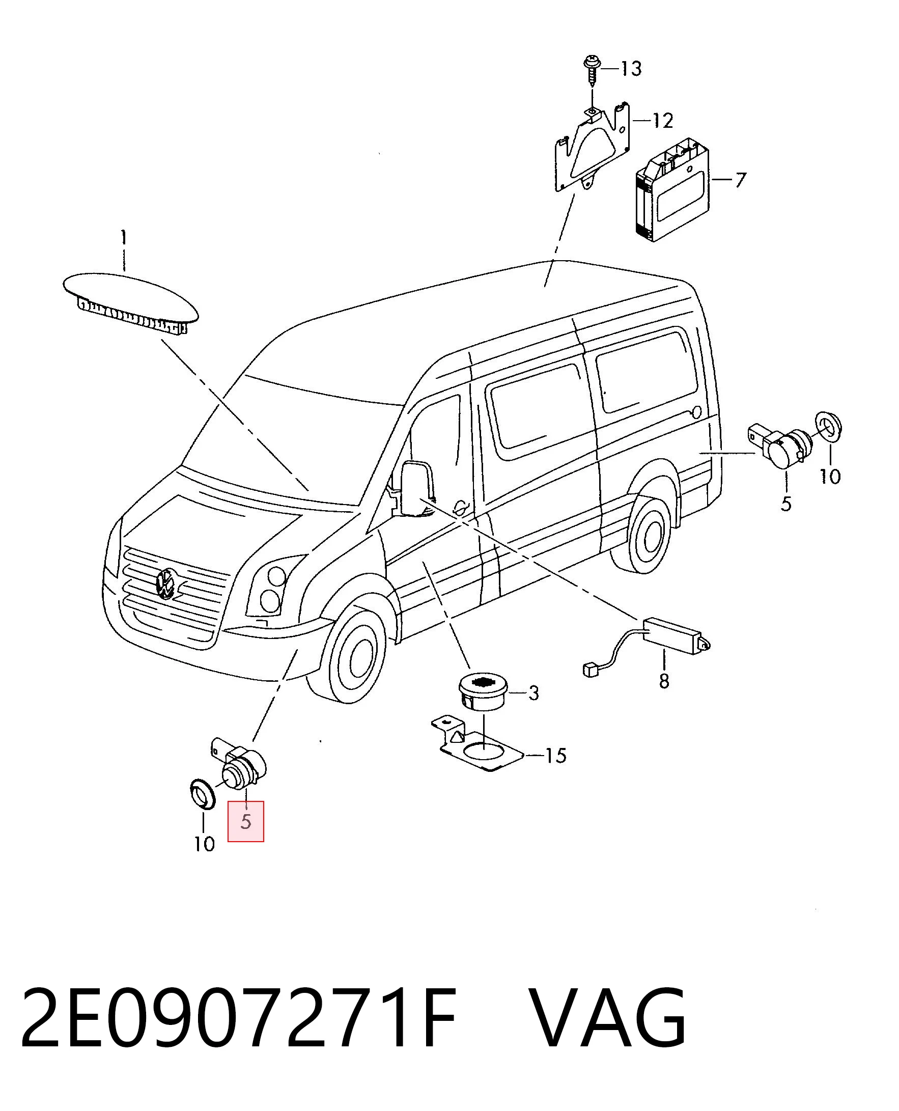 2E0907271F VAG Датчик сигналізації паркування (парктронік), передній бічний