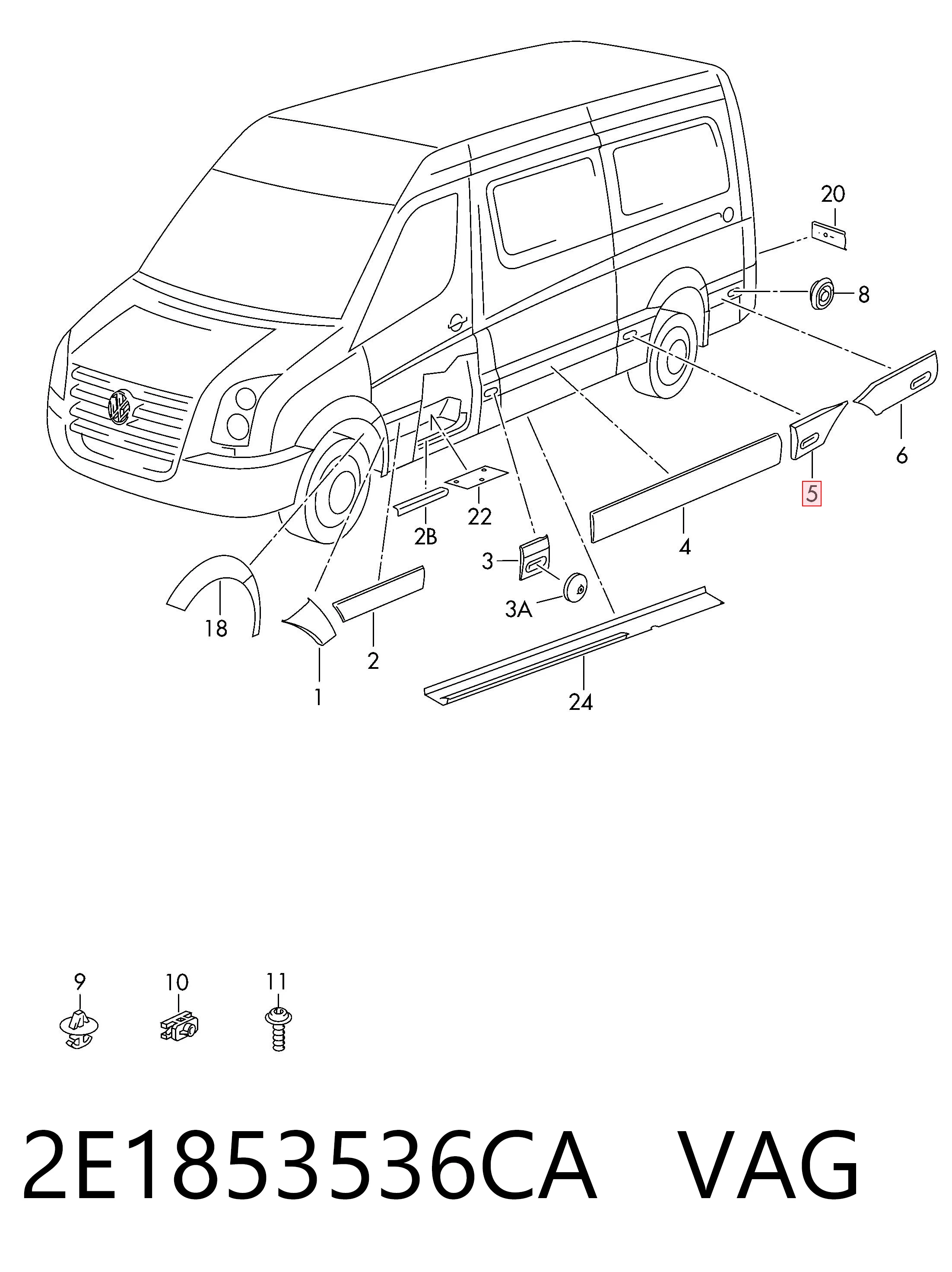 Молдинг заднього правого крила A9066901482 Mercedes