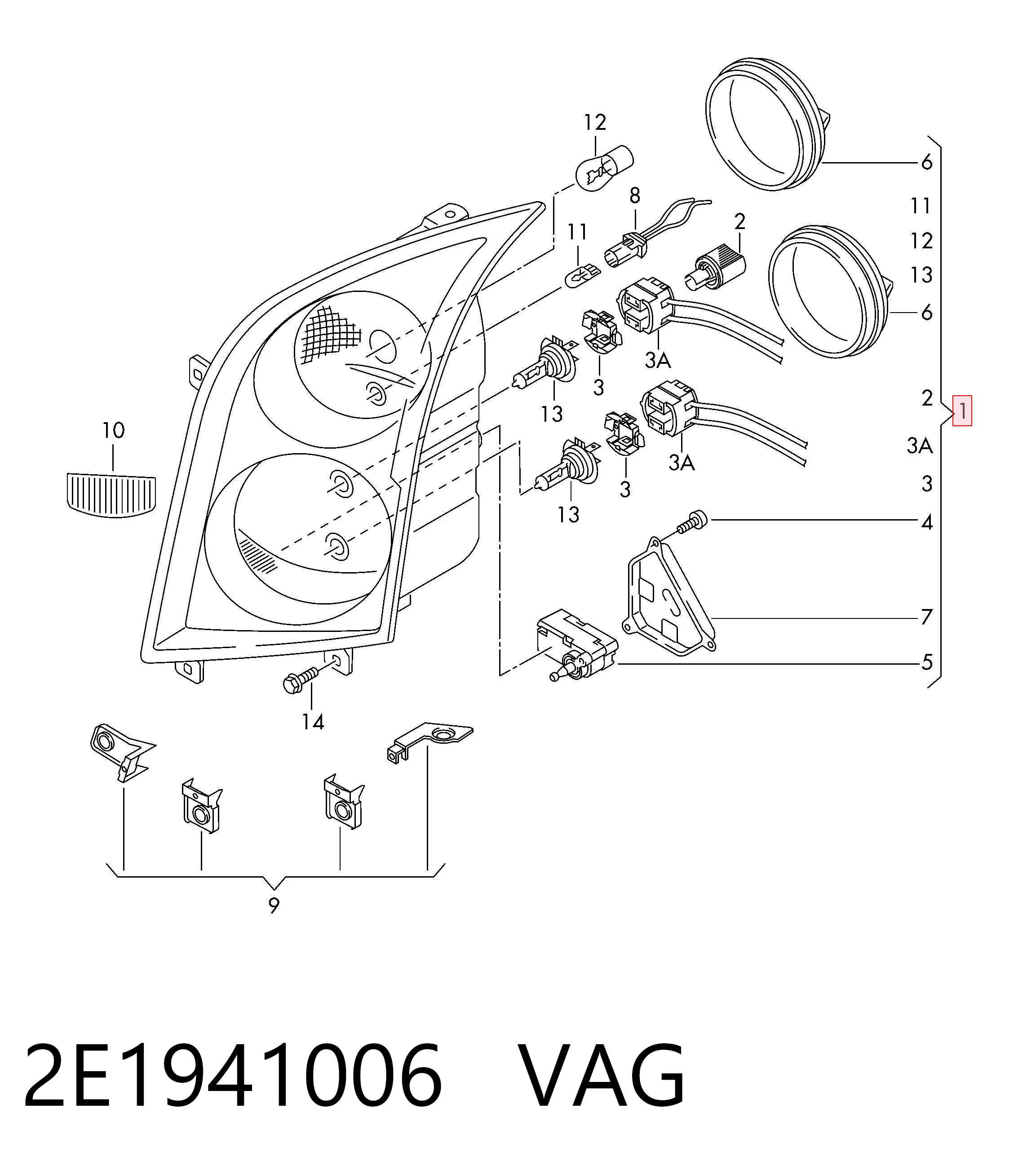 2E1941006 VAG Фара правая