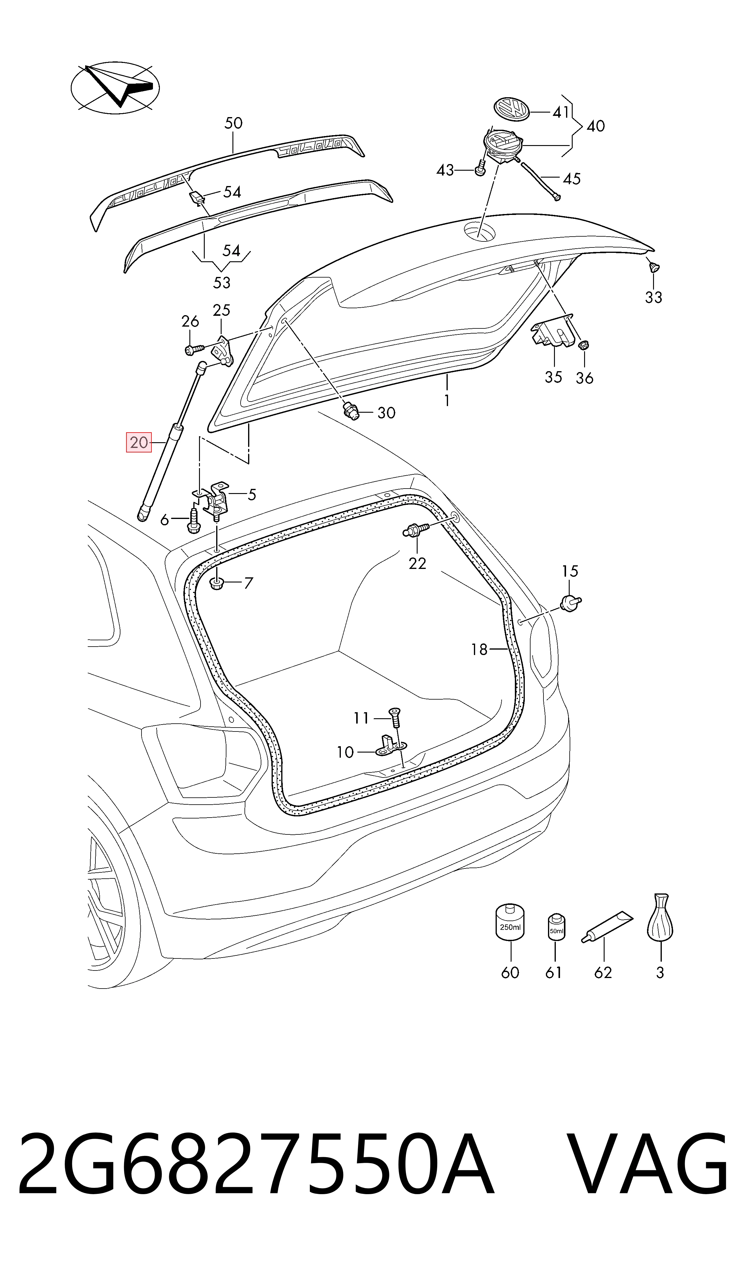 Купити Амортизатор багажника Volkswagen Polo VI AW1, BZ1, AE1