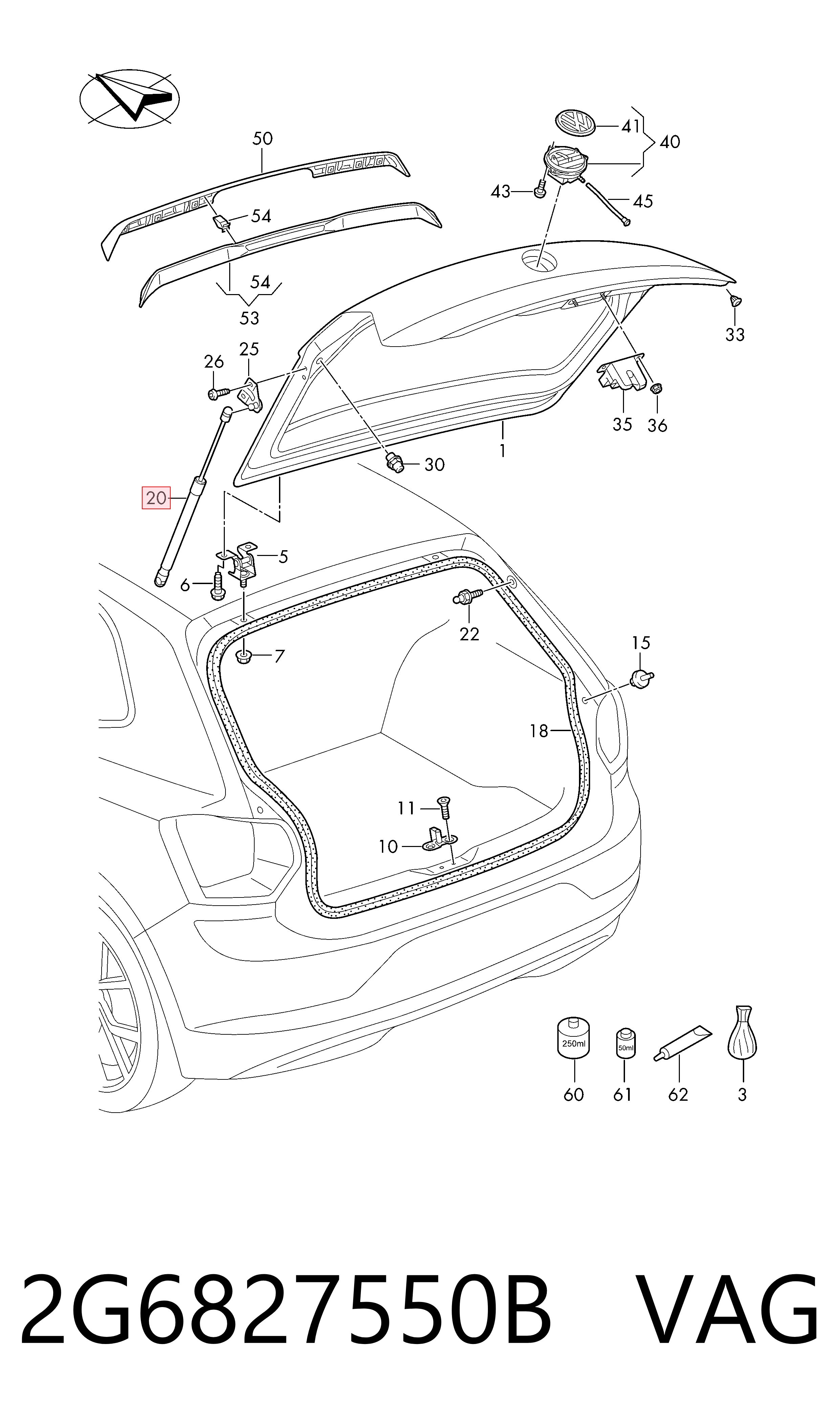 Купити Амортизатор багажника Volkswagen Polo VI AW1, BZ1, AE1