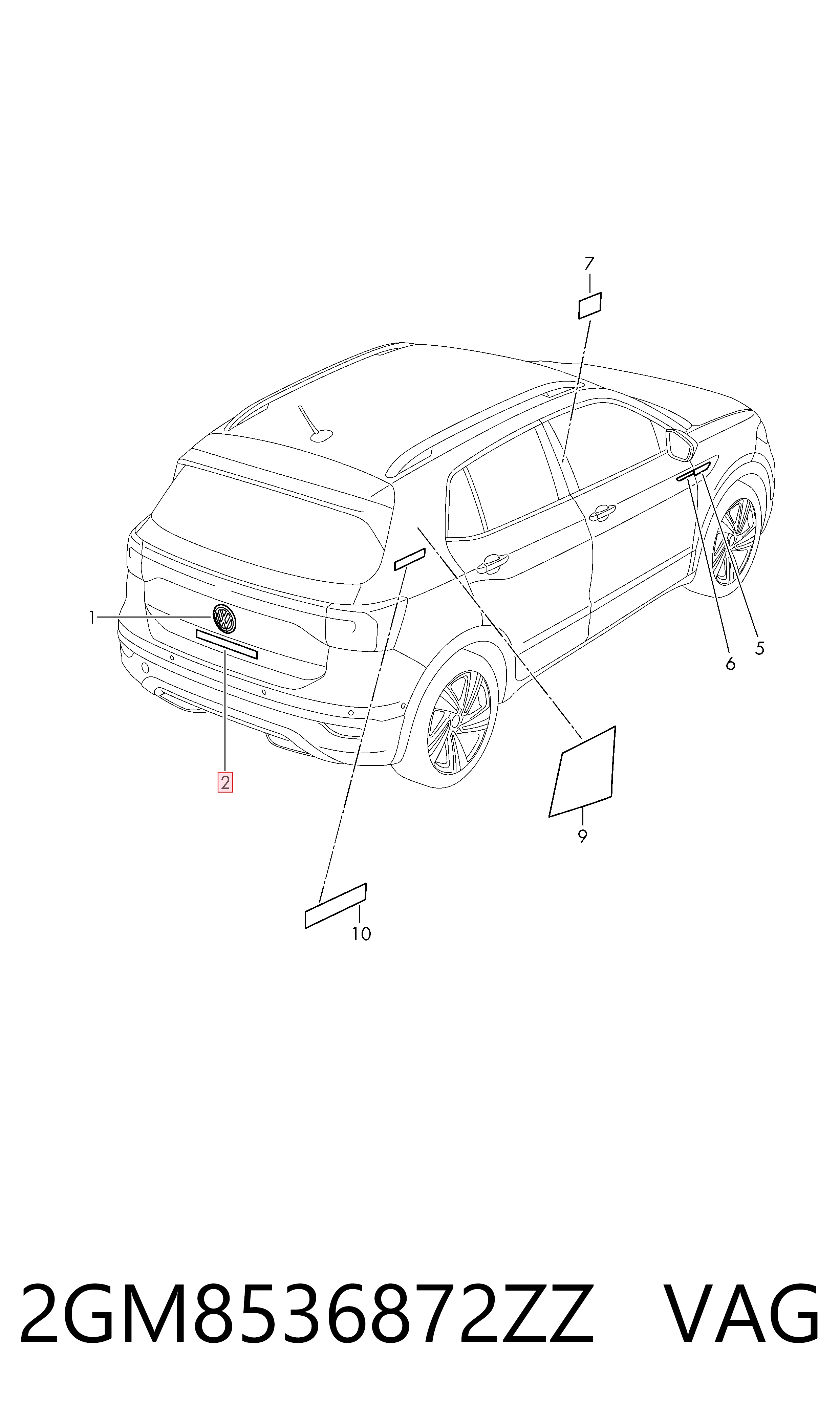 2GM8536872ZZ VAG Емблема кришки багажника, фірмовий значок