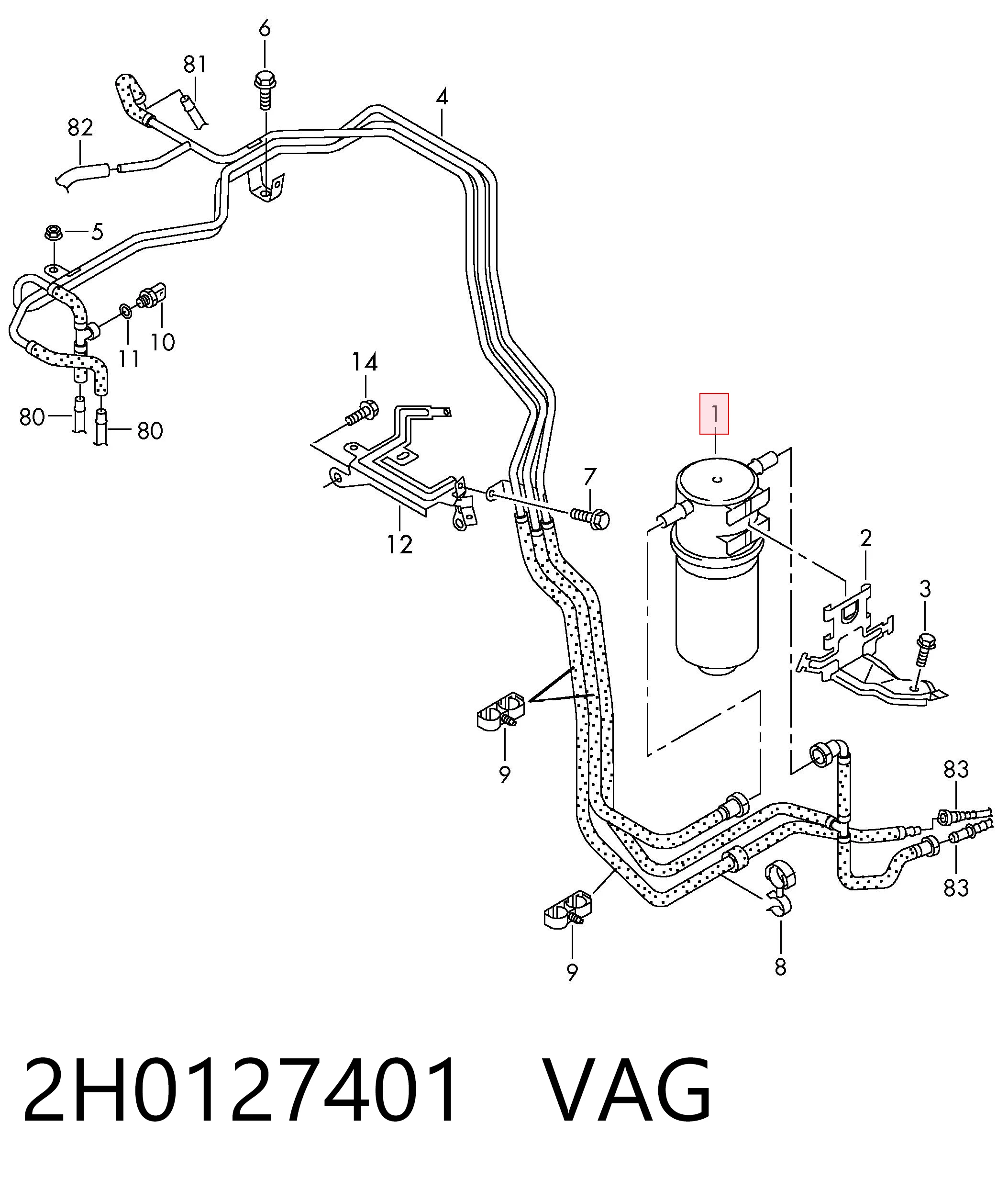 Фільтр тонкого очищення палива VAG 2H0127401 ціна, від 26.60 USD