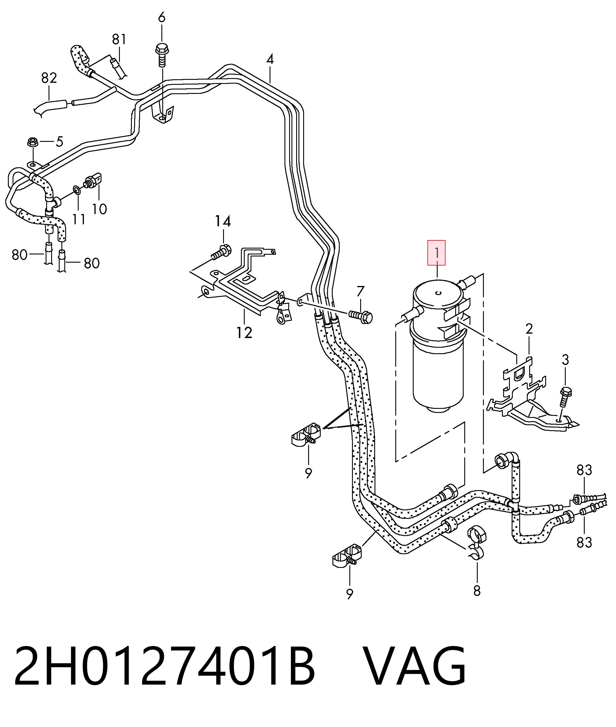 Фільтр тонкого очищення палива VAG 2H0127401B ціна, від 34.84 USD