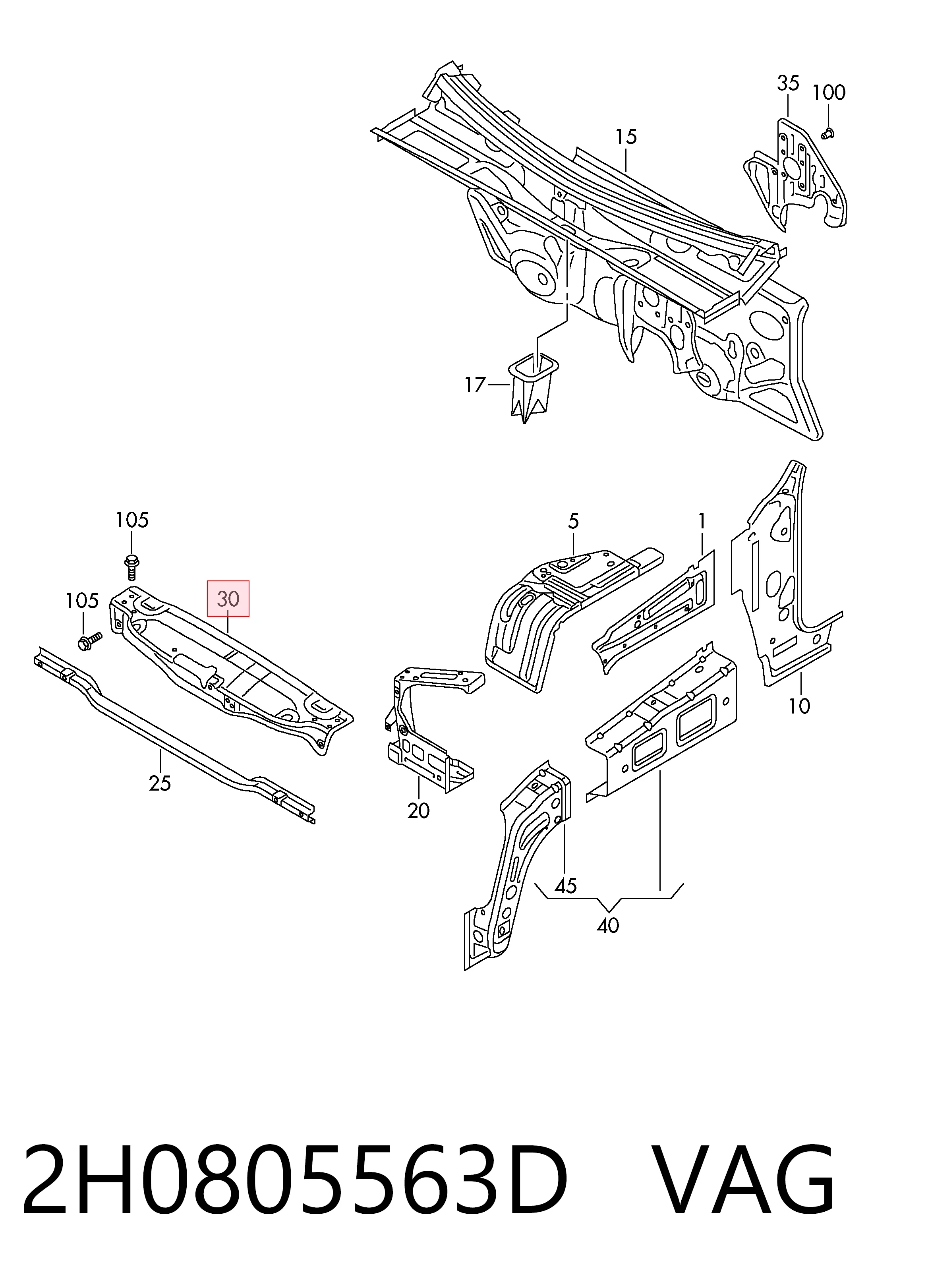 Панель передня Volkswagen AMAROK пікап (2HA, 2HB, S1B, S6B, S7A, S7B) (2010 - 2026) ціна, від 41.20 USD
