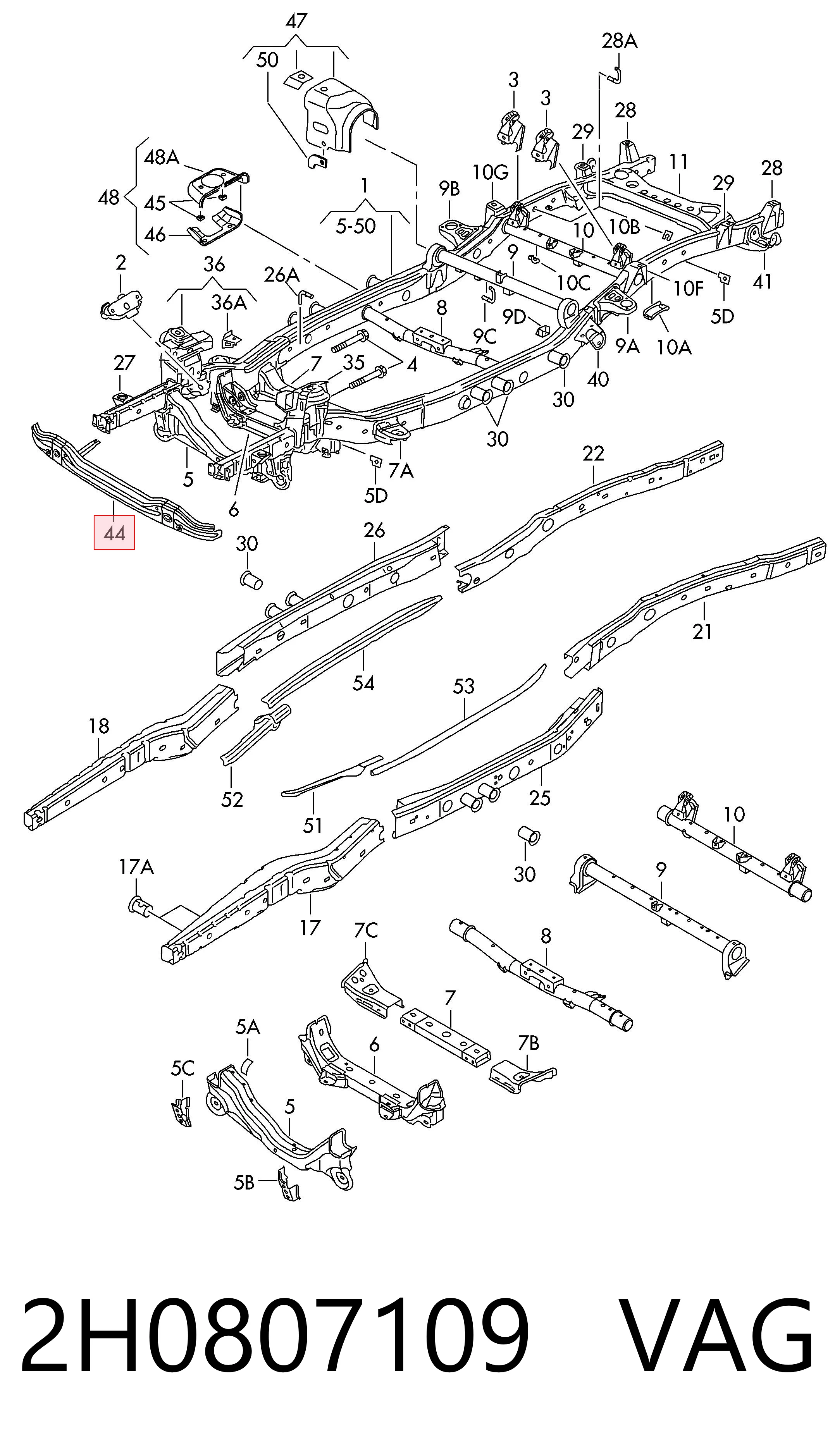 Балка бампера переднього на Volkswagen AMAROK  2HA, 2HB, S1B, S6B, S7A, S7B