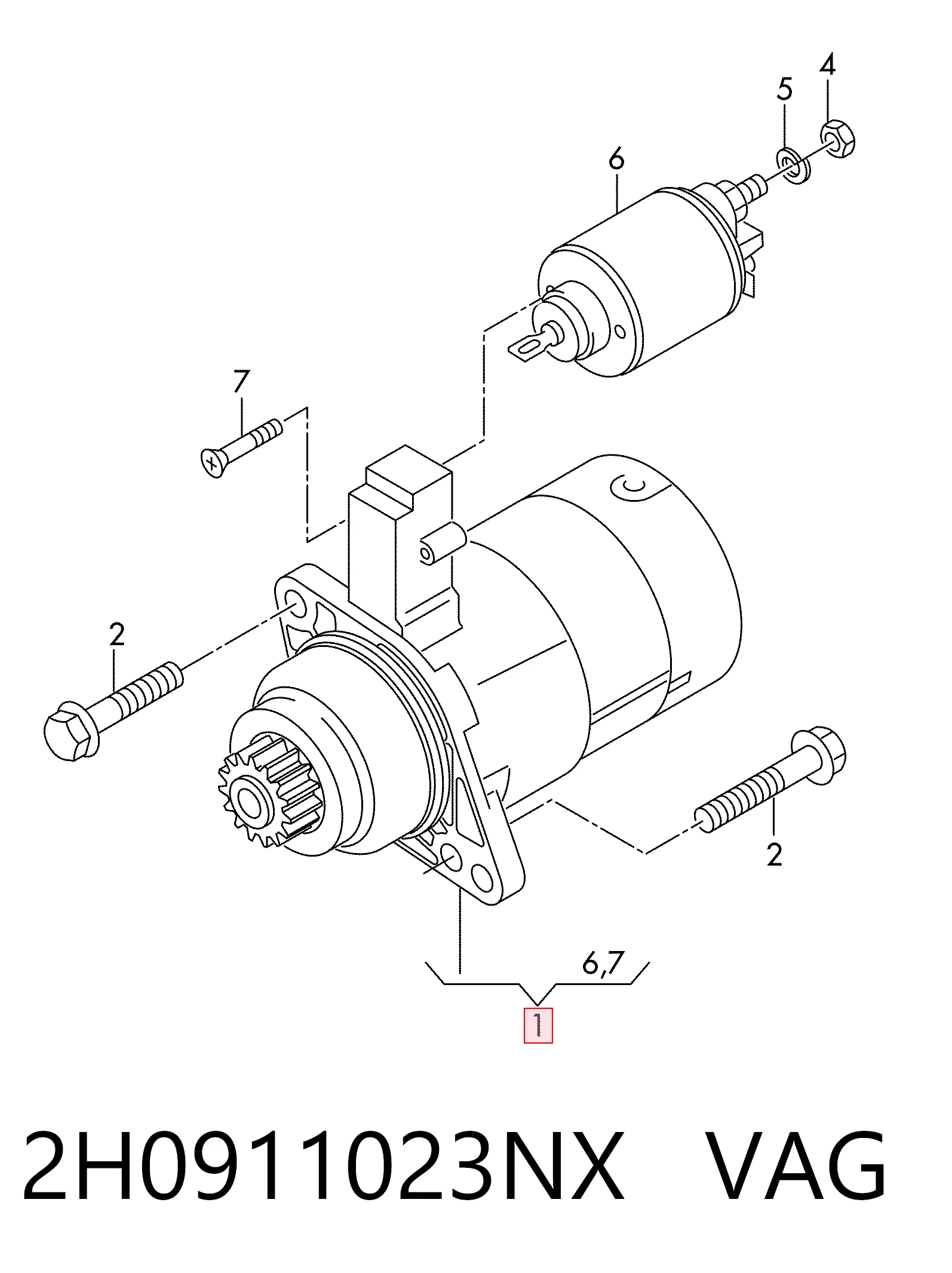 Стартер VAG 2H0911023NX ціна, від 126.69 USD