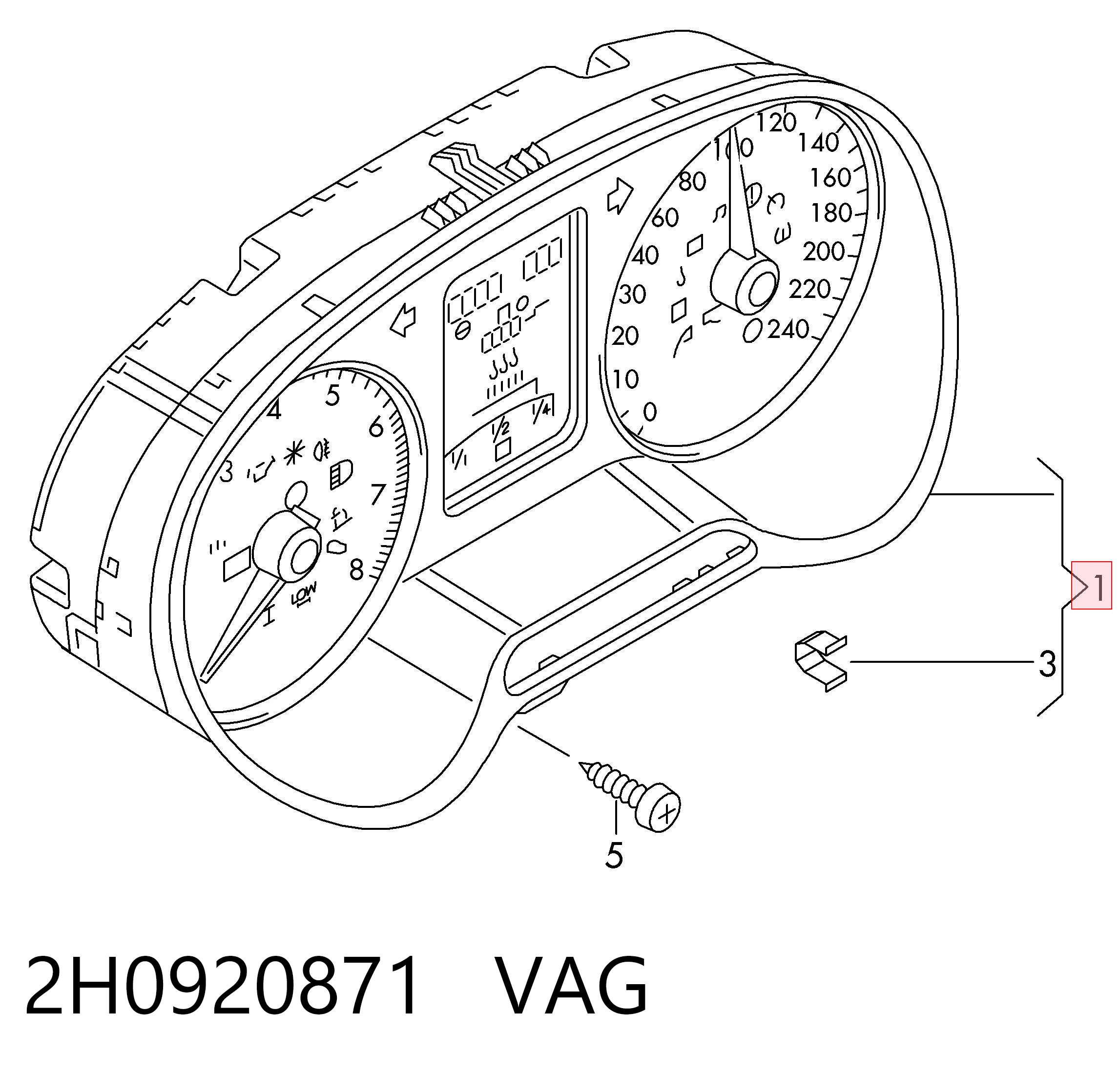 2H0920871 VAG Щиток приладів додатковий