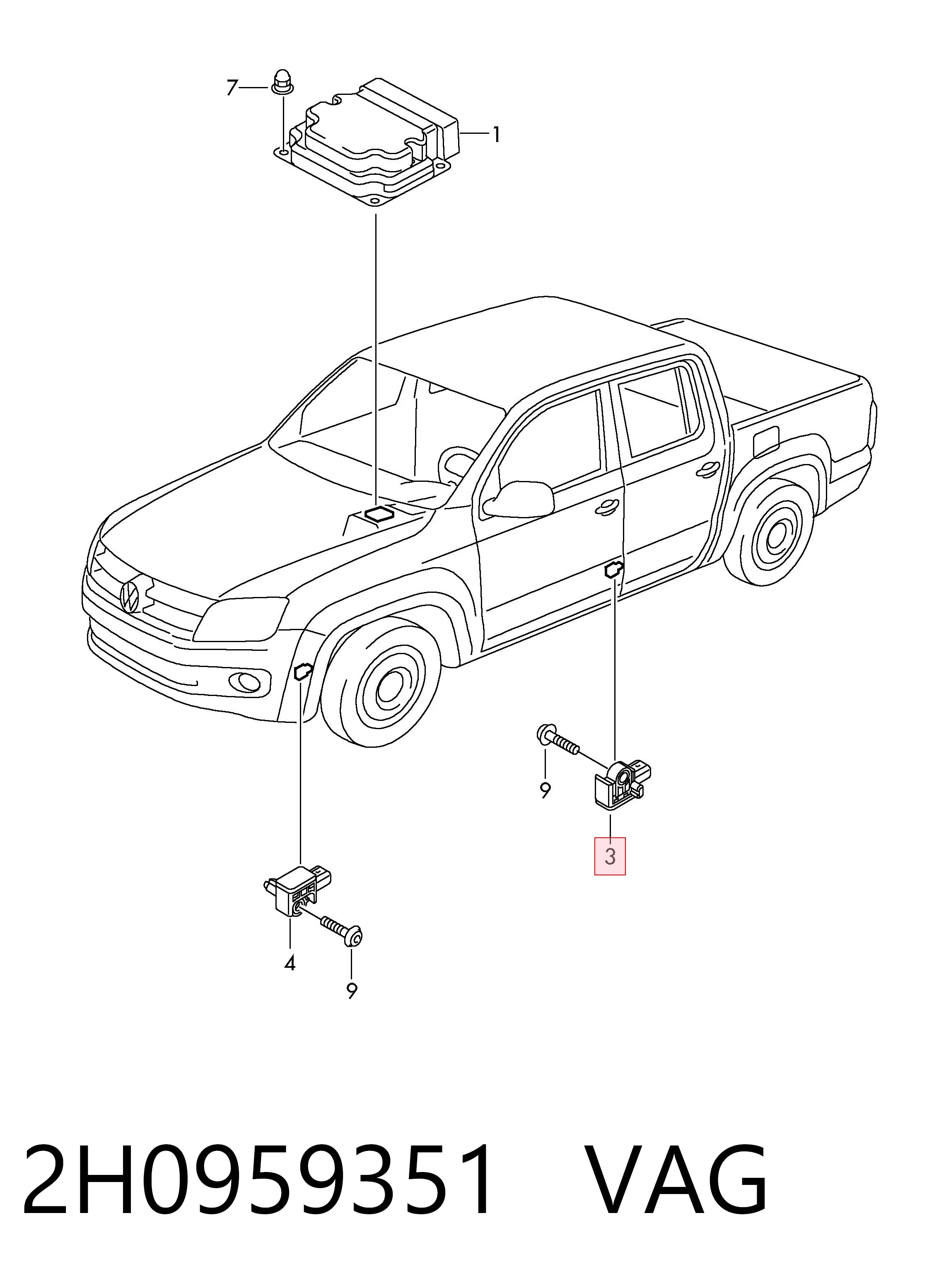 Датчик Айрбег передній VAG 2H0959351 ціна, від 3.91 USD