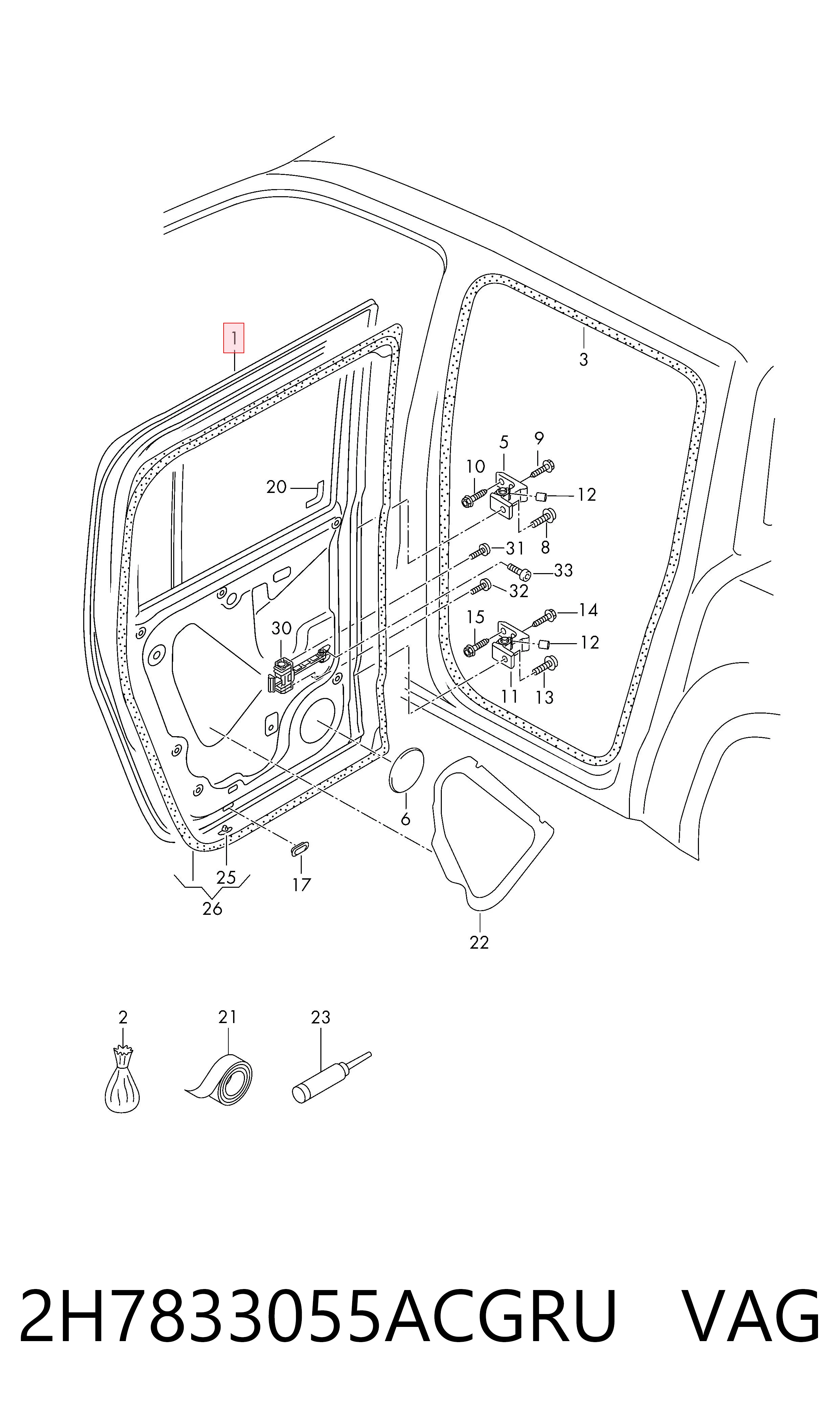 Двері задні Volkswagen AMAROK пікап (2HA, 2HB, S1B, S6B, S7A, S7B) (2010 - 2026) ціна, від 561.22 USD
