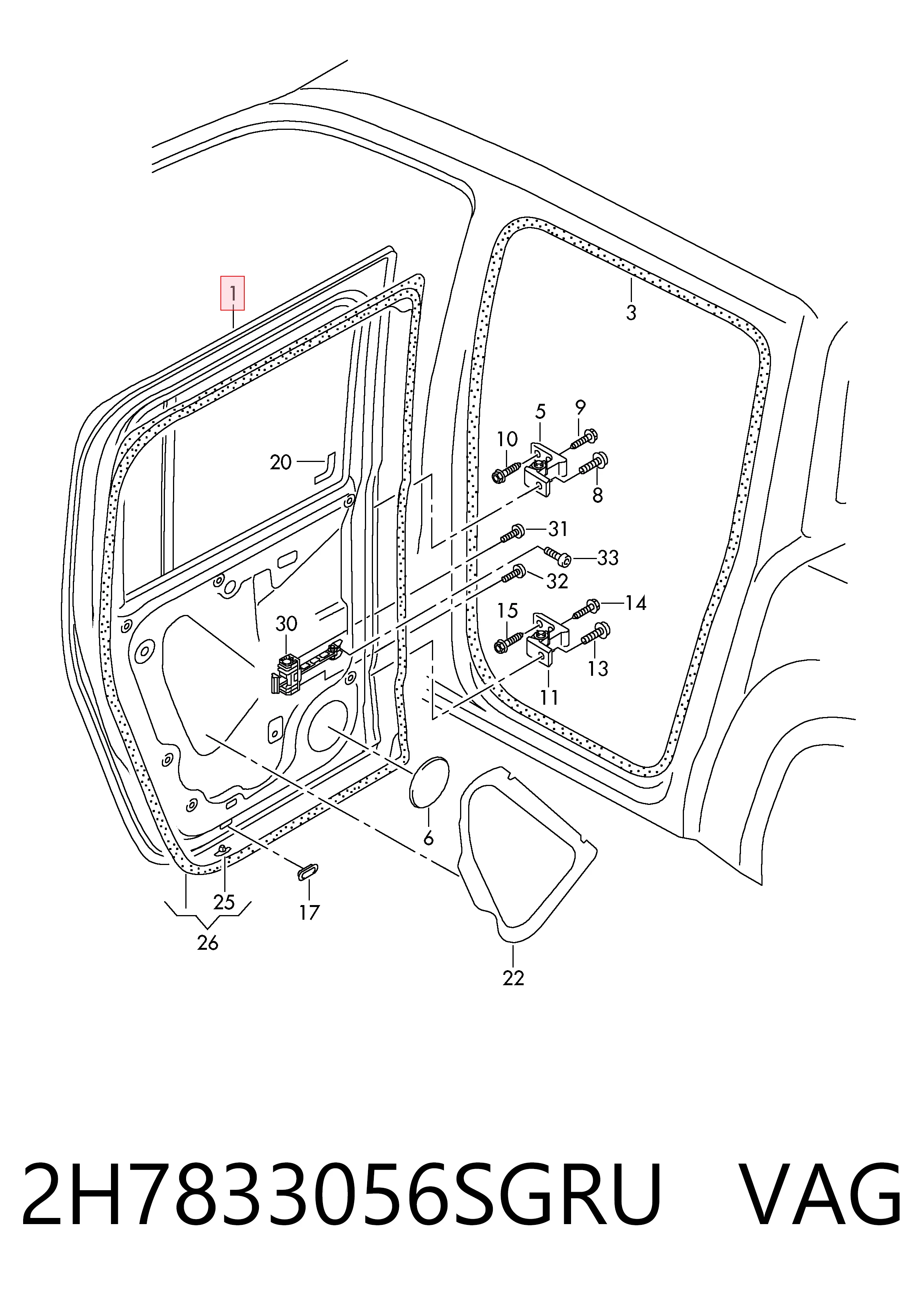 Купити Двері задні, праві Volkswagen AMAROK  2HA, 2HB, S1B, S6B, S7A, S7B