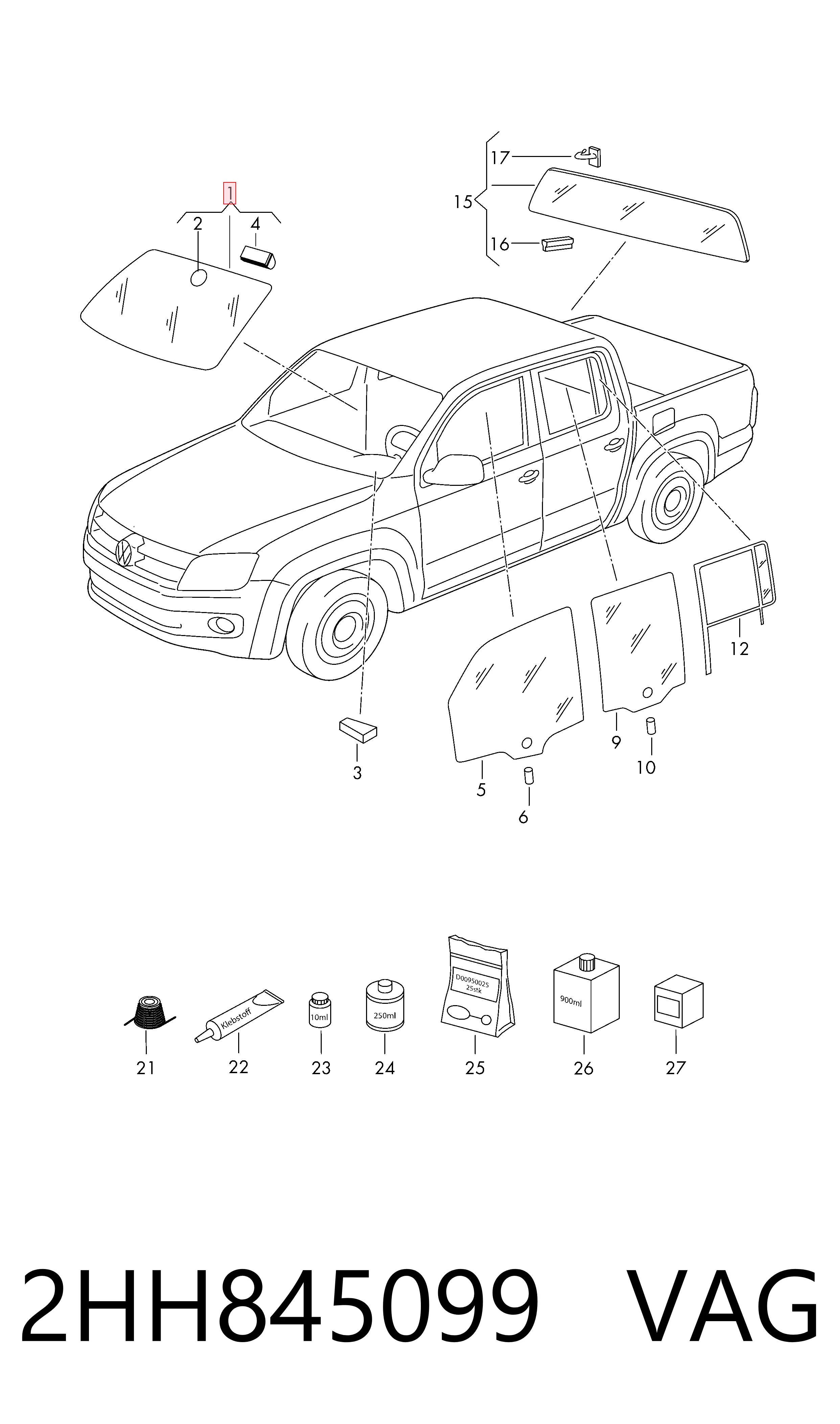 2HH845099 VAG Автомобільне скло
